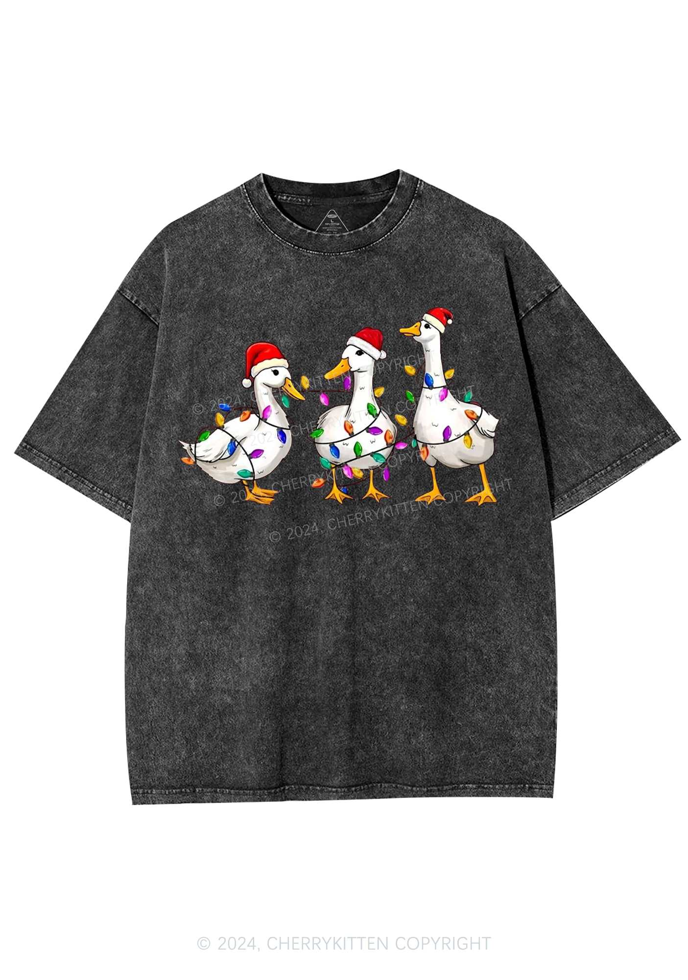 Christmas Santa Duck Y2K Washed Tee Cherrykitten - Image 3