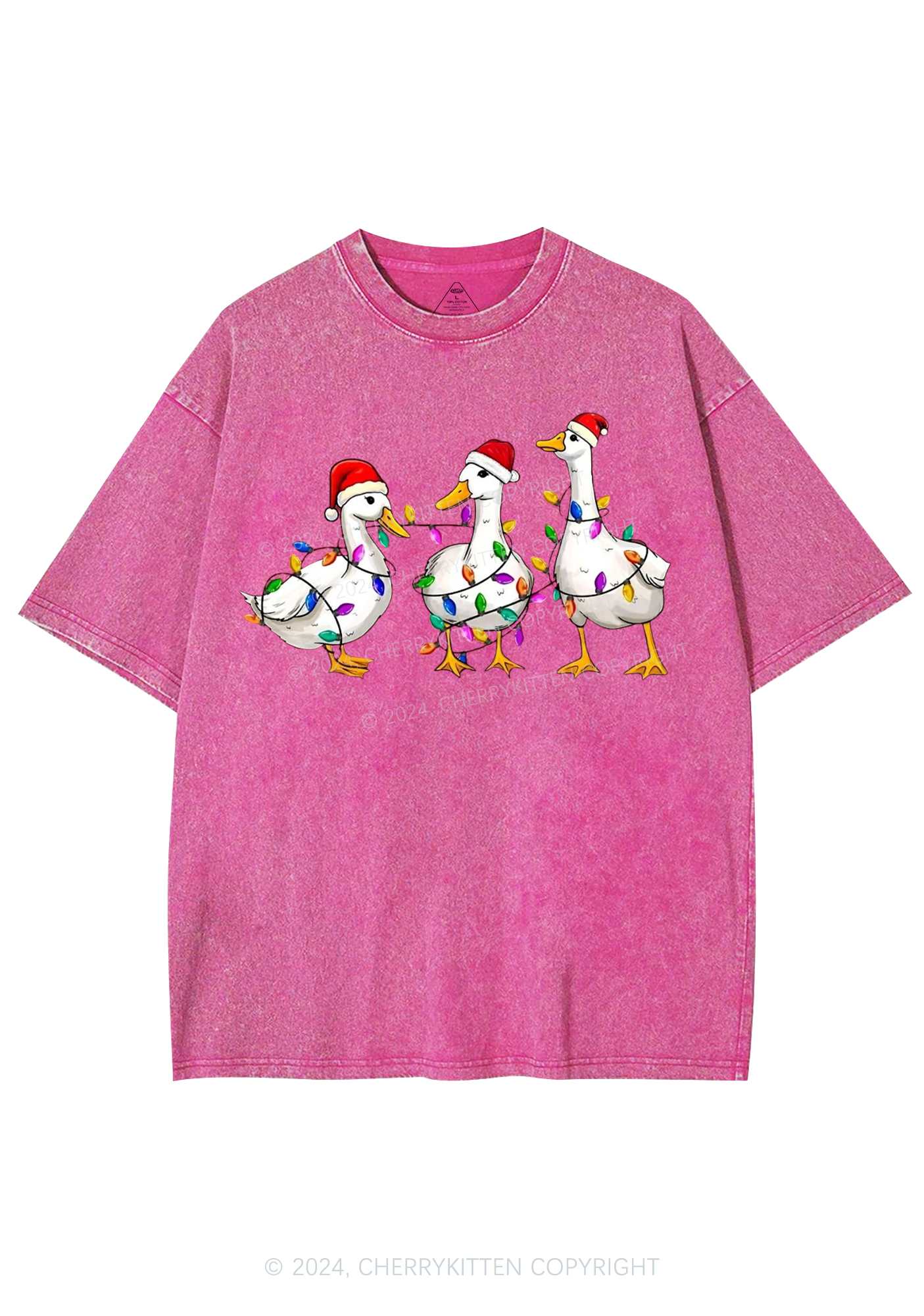 Christmas Santa Duck Y2K Washed Tee Cherrykitten - Image 4