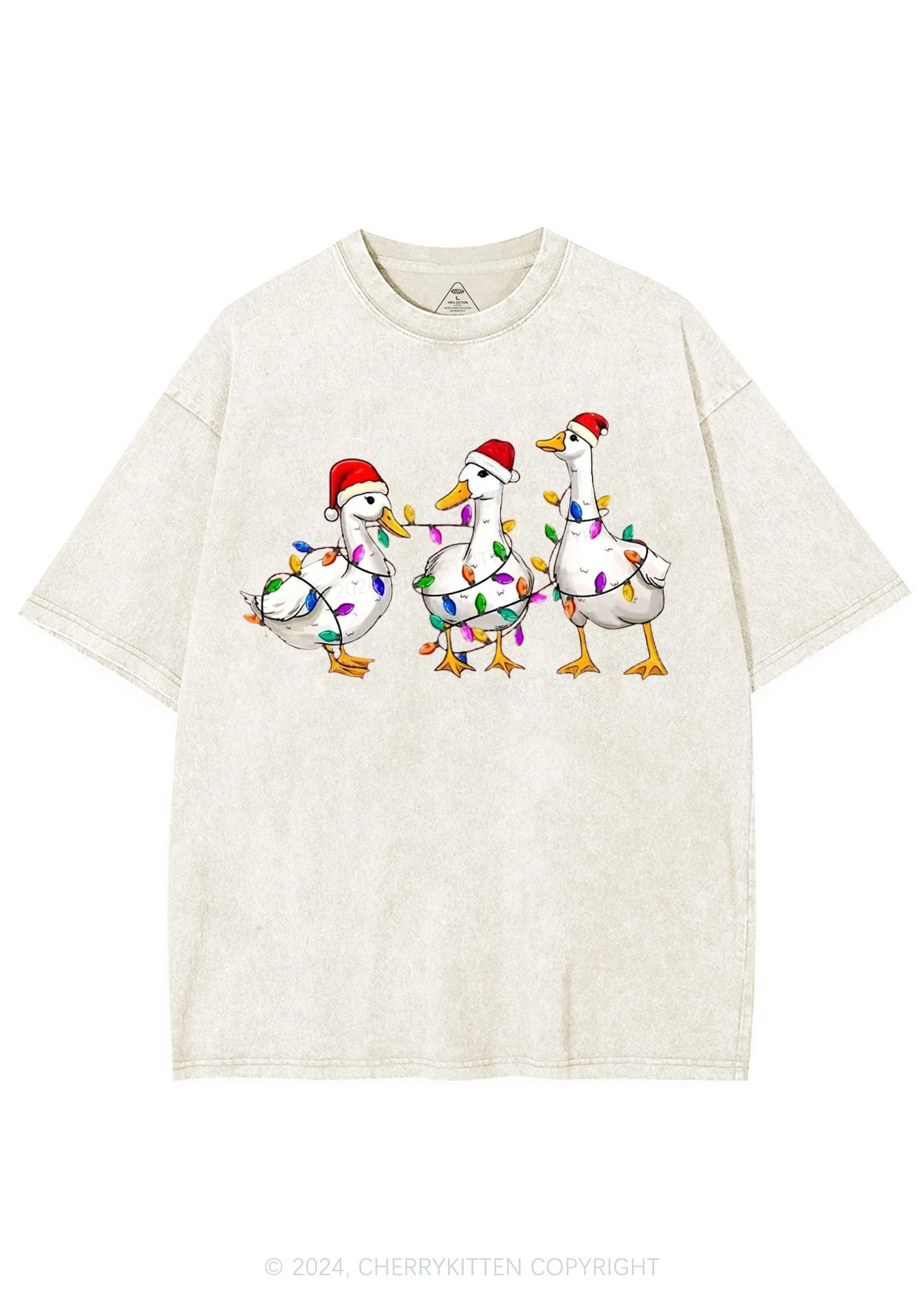 Christmas Santa Duck Y2K Washed Tee Cherrykitten - Image 5