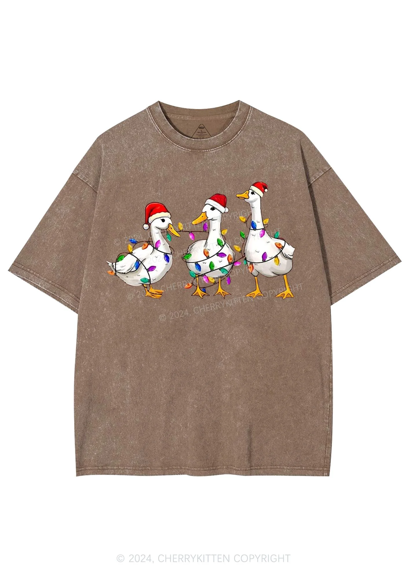 Christmas Santa Duck Y2K Washed Tee Cherrykitten - Image 7