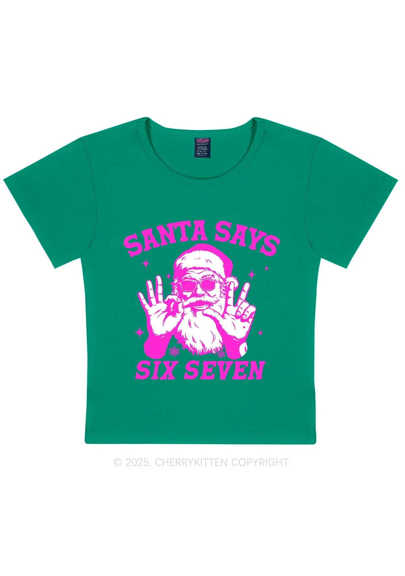Christmas Santa Says Six Seven Y2K Baby Tee Cherrykitten - Image 11