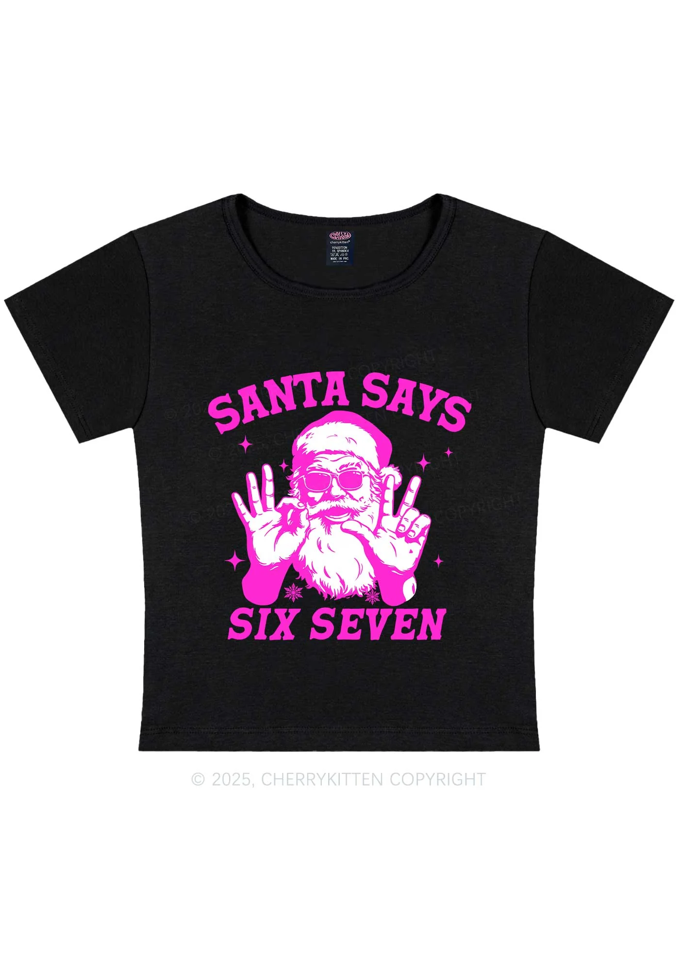 Christmas Santa Says Six Seven Y2K Baby Tee Cherrykitten - Image 3