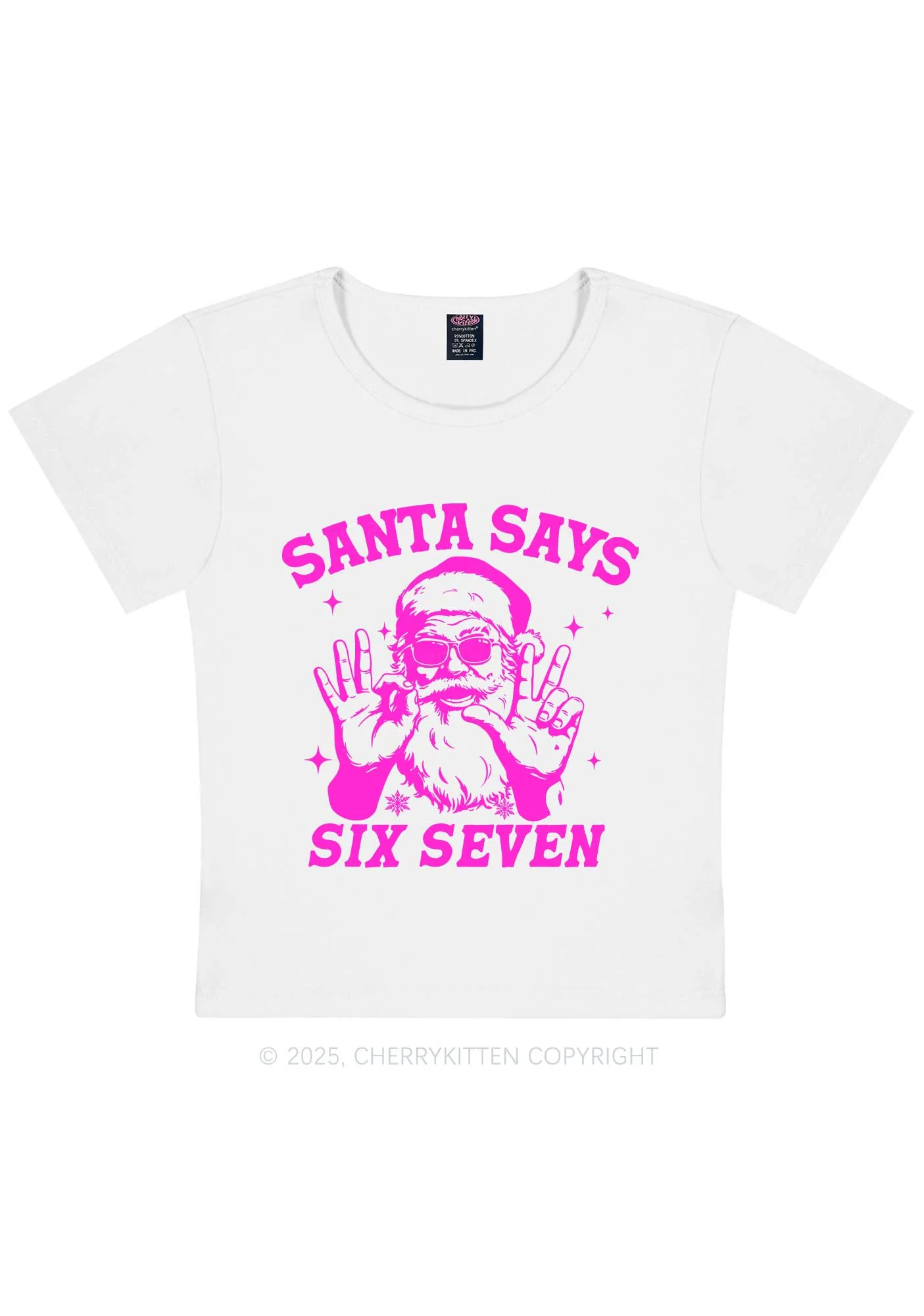 Christmas Santa Says Six Seven Y2K Baby Tee Cherrykitten - Image 4