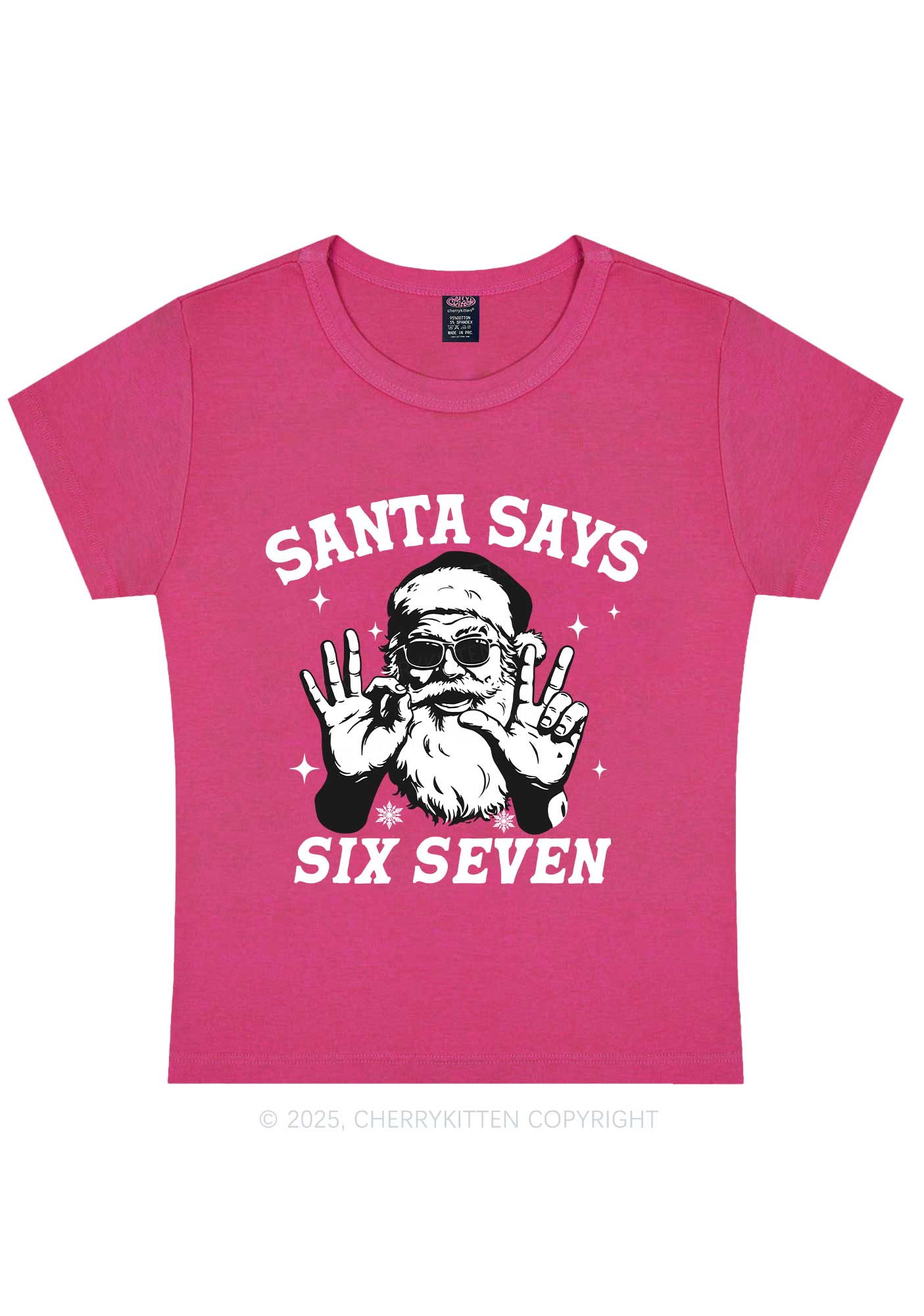 Christmas Santa Says Six Seven Y2K Baby Tee Cherrykitten - Image 5