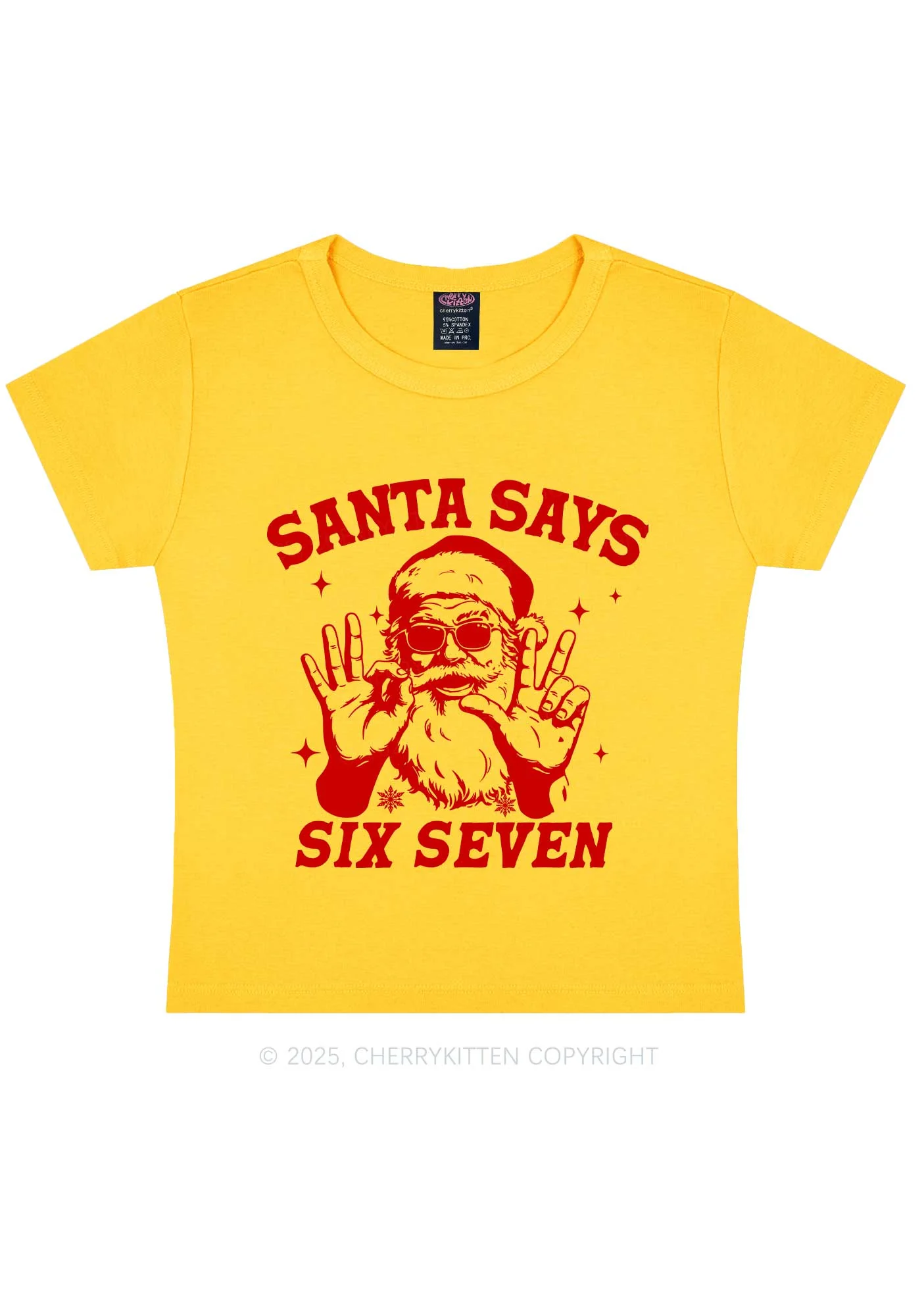 Christmas Santa Says Six Seven Y2K Baby Tee Cherrykitten - Image 8
