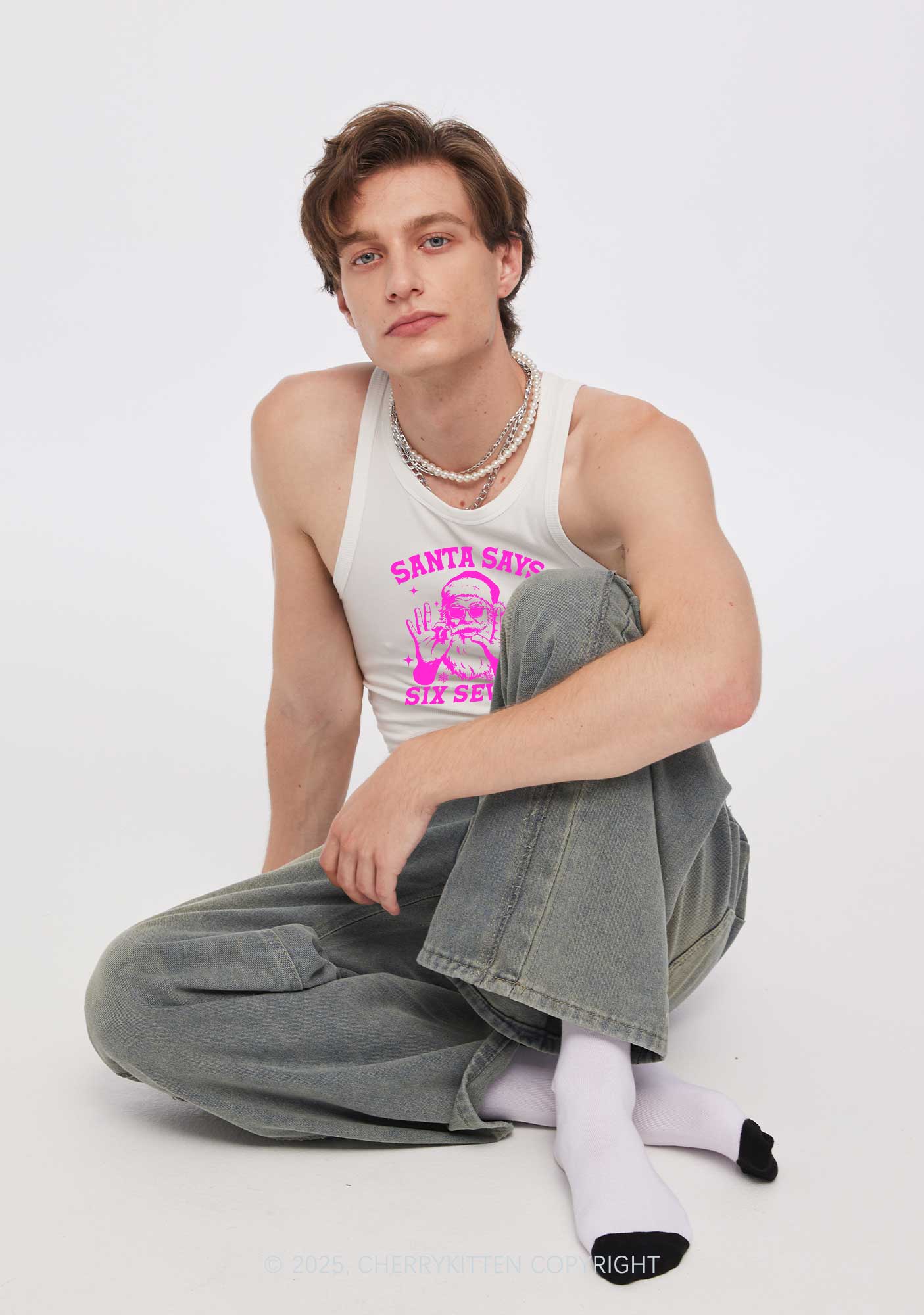 Christmas Santa Says Six Seven Y2K Crop Tank Top Cherrykitten - Image 2