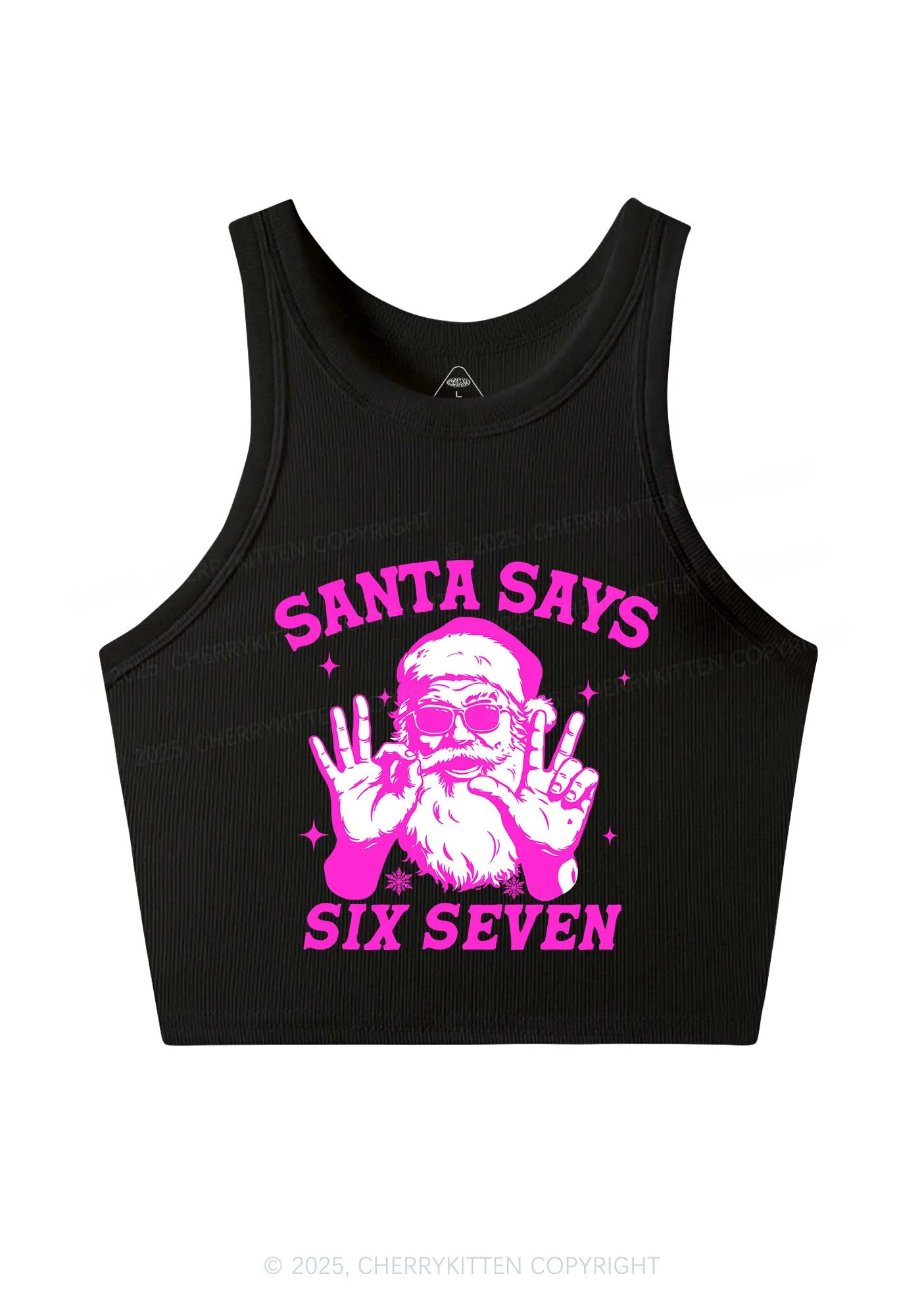 Christmas Santa Says Six Seven Y2K Crop Tank Top Cherrykitten - Image 3