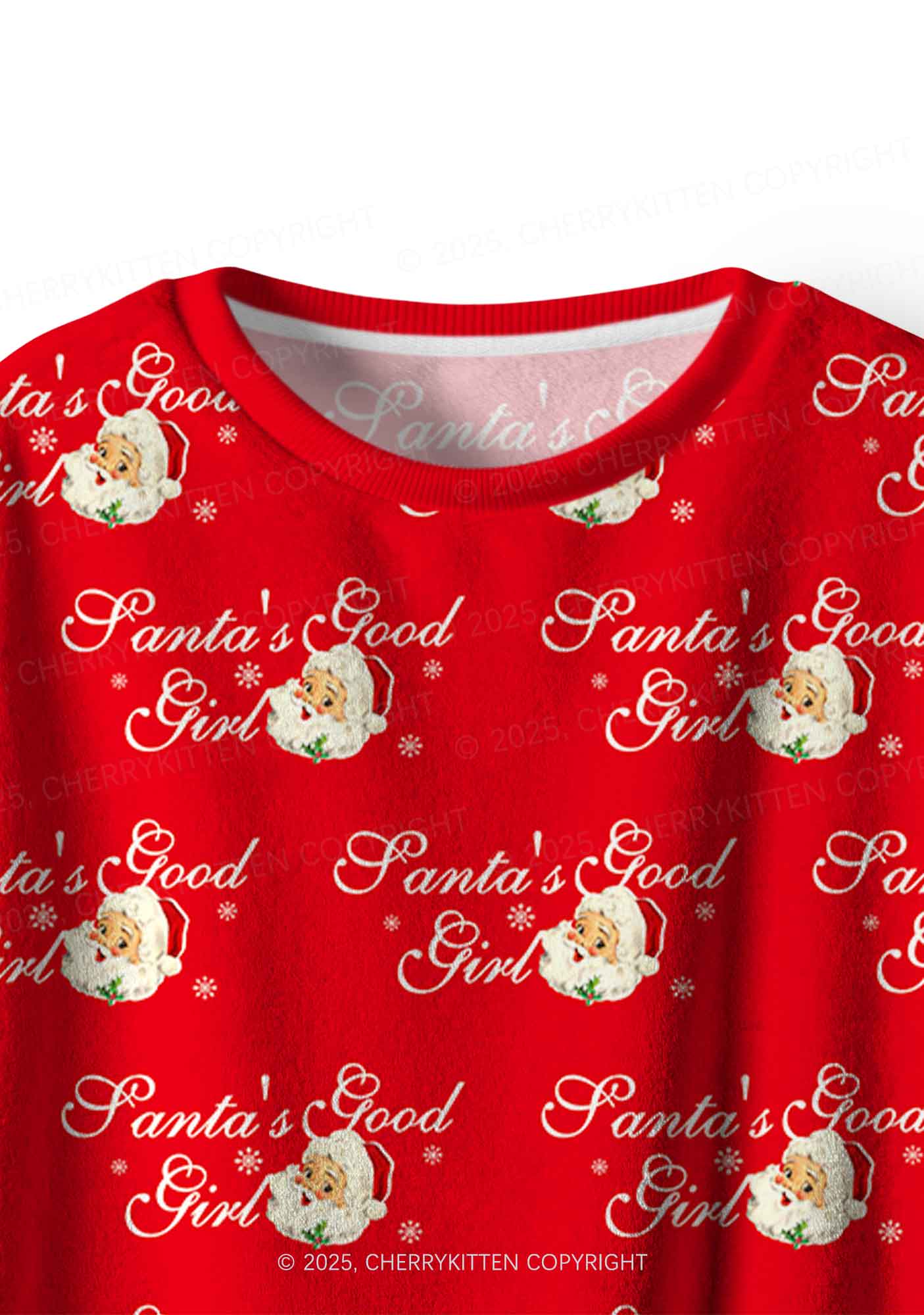 Christmas Santas Good Girl Y2K Fleece Long Sleeve Pajama Set Cherrykitten - Image 4
