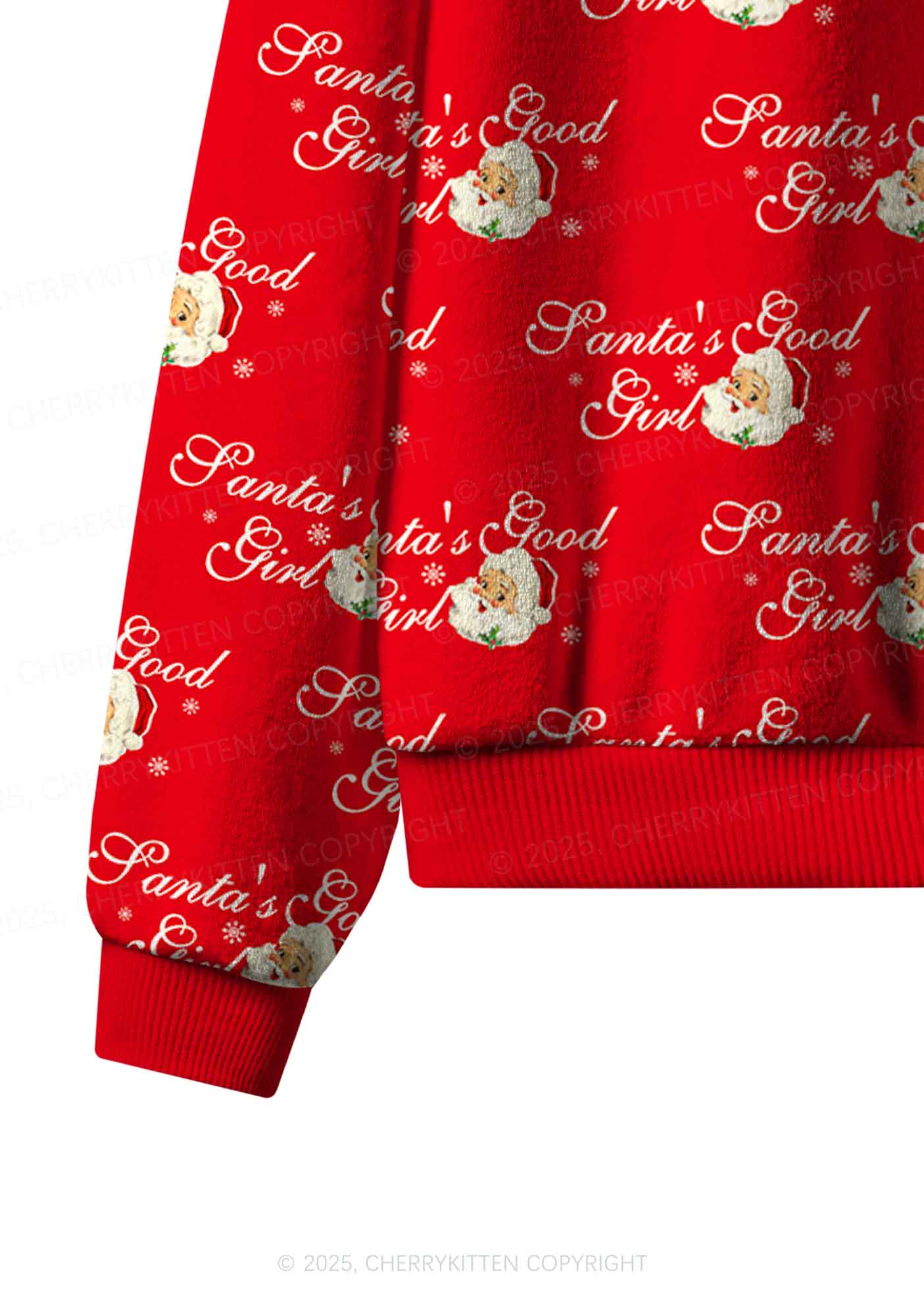 Christmas Santas Good Girl Y2K Fleece Long Sleeve Pajama Set Cherrykitten - Image 5
