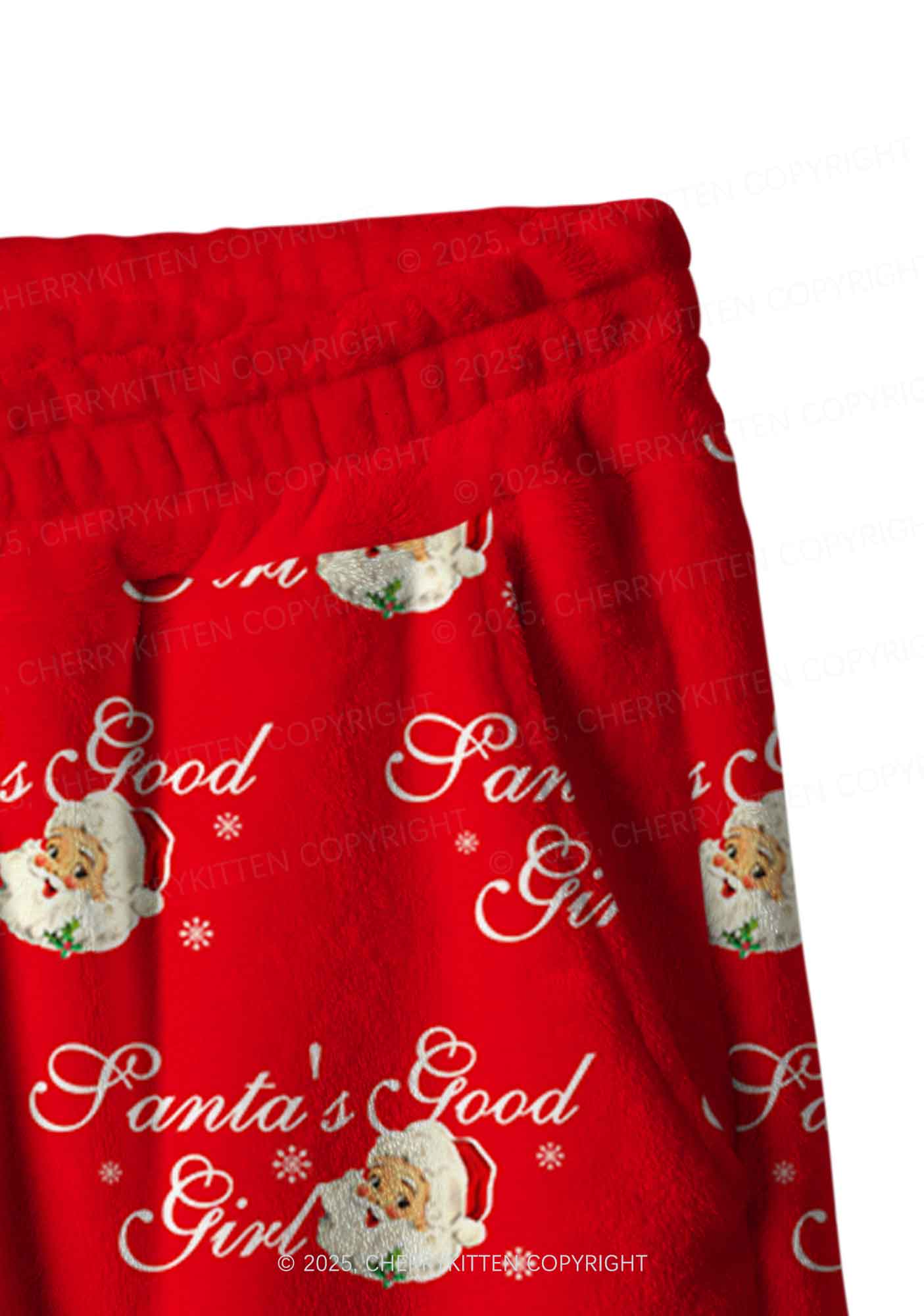 Christmas Santas Good Girl Y2K Fleece Long Sleeve Pajama Set Cherrykitten - Image 6
