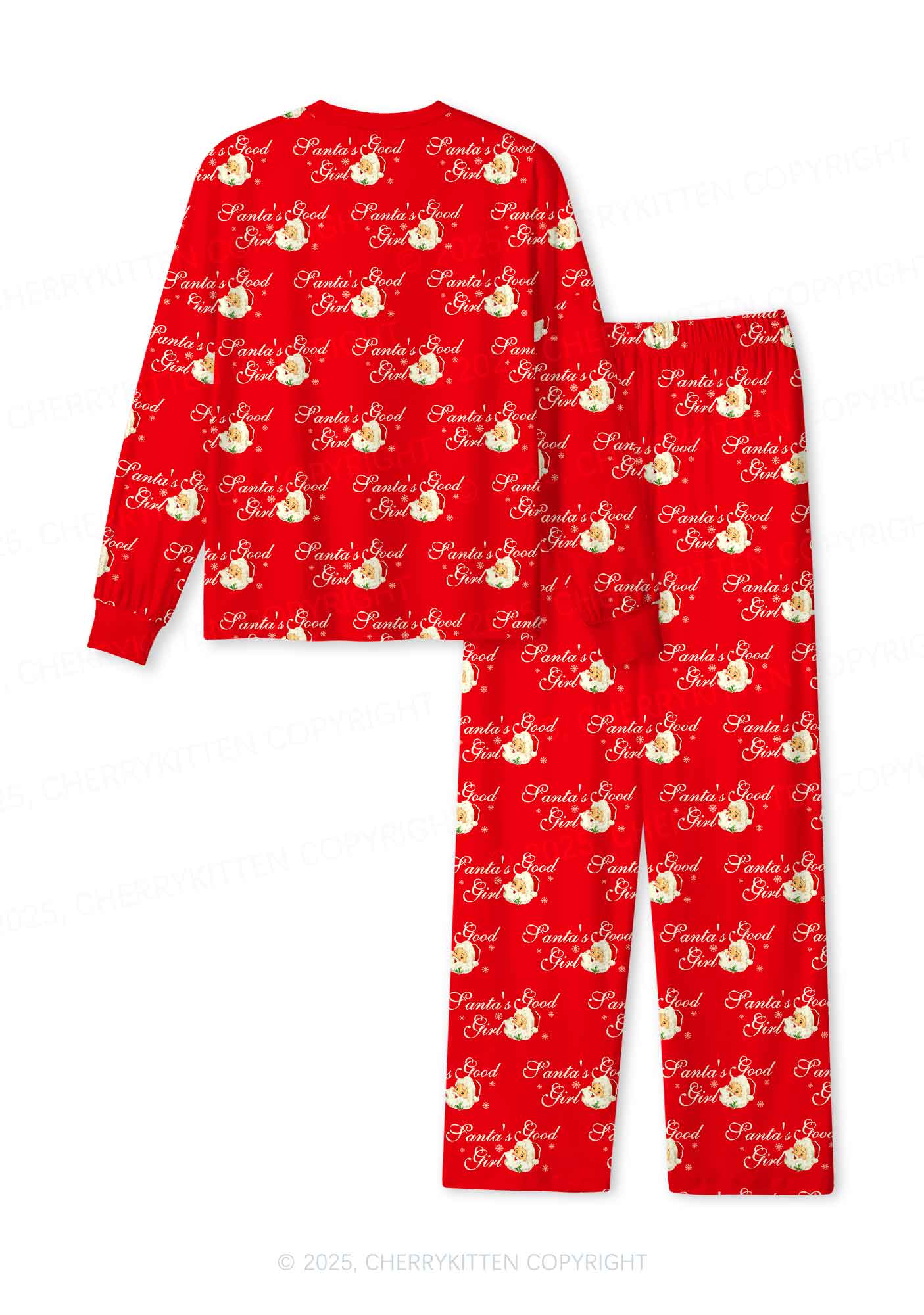 Christmas Santas Good Girl Y2K Print Long Sleeve Pajama Set Cherrykitten - Image 3