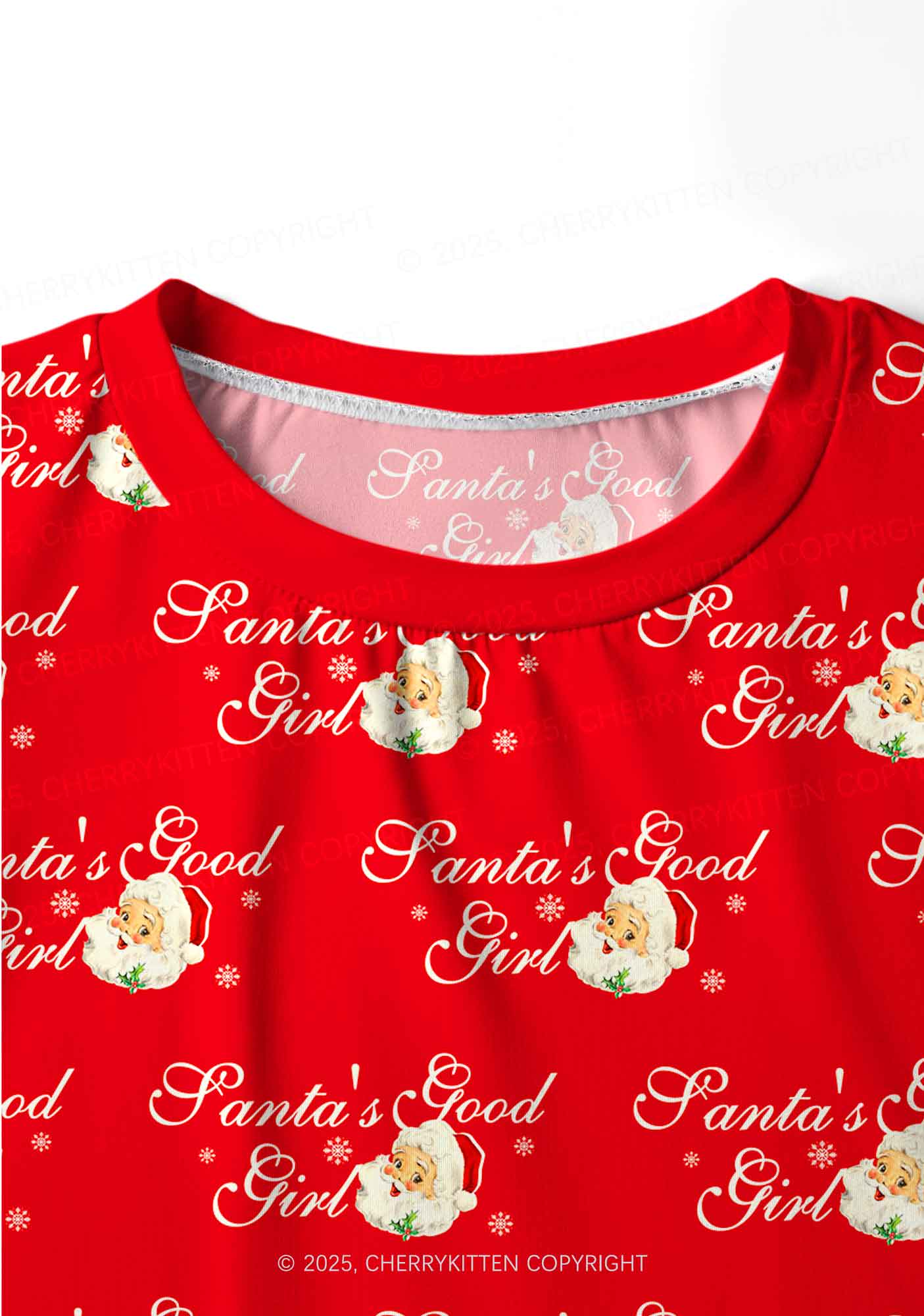 Christmas Santas Good Girl Y2K Print Long Sleeve Pajama Set Cherrykitten - Image 4
