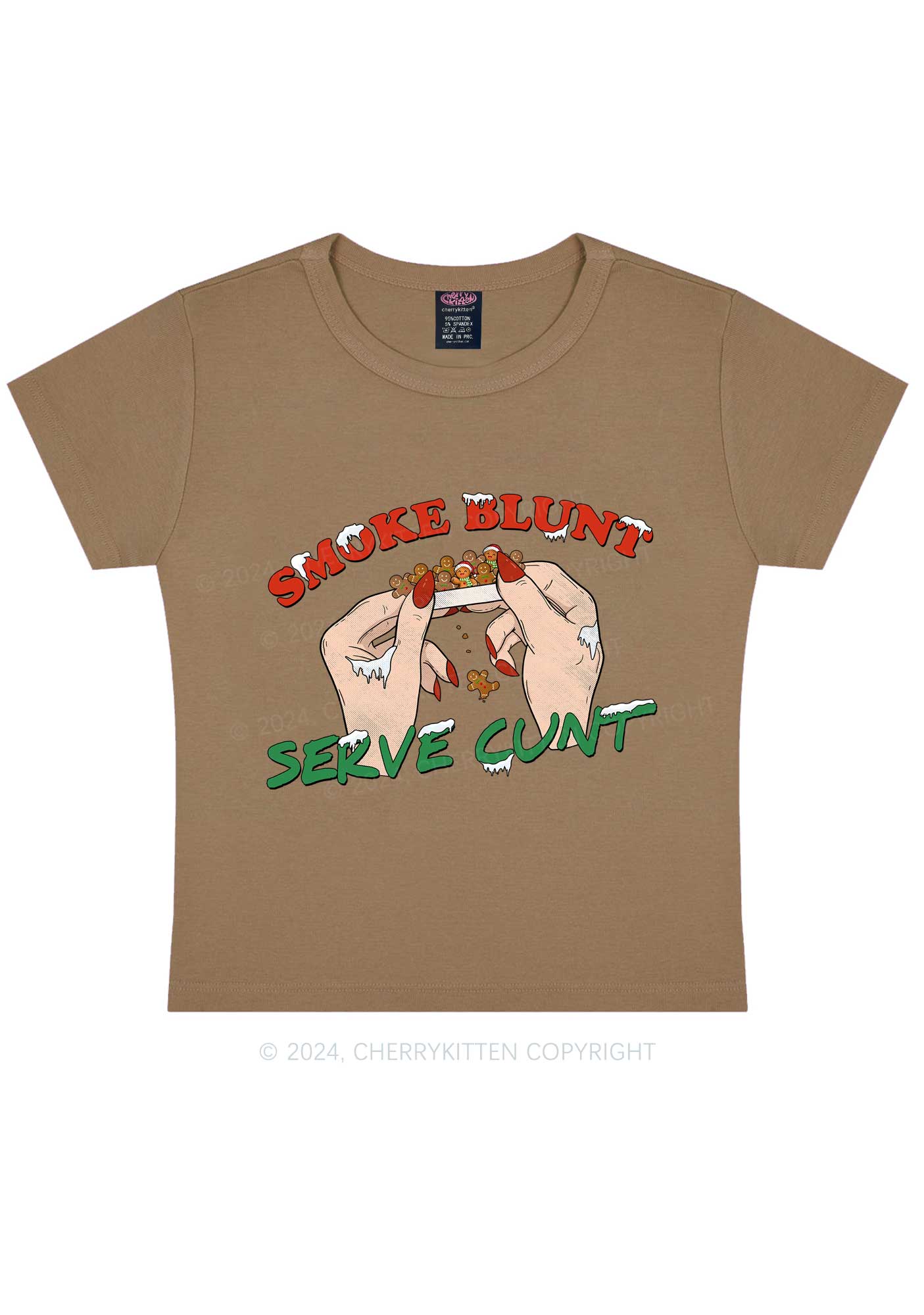 Christmas Smoke Blunt Y2K Baby Tee Cherrykitten - Image 10