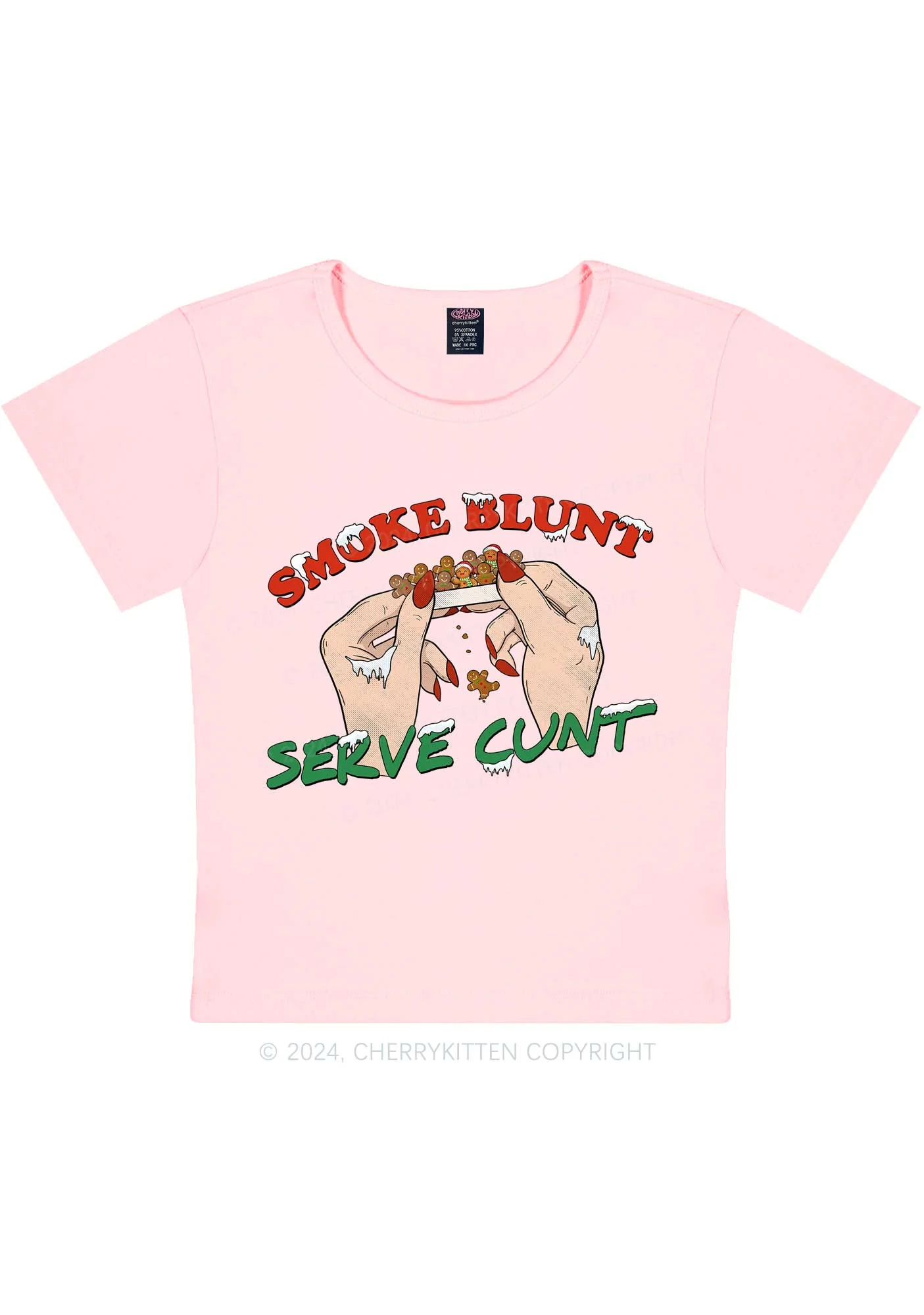 Christmas Smoke Blunt Y2K Baby Tee Cherrykitten - Image 11