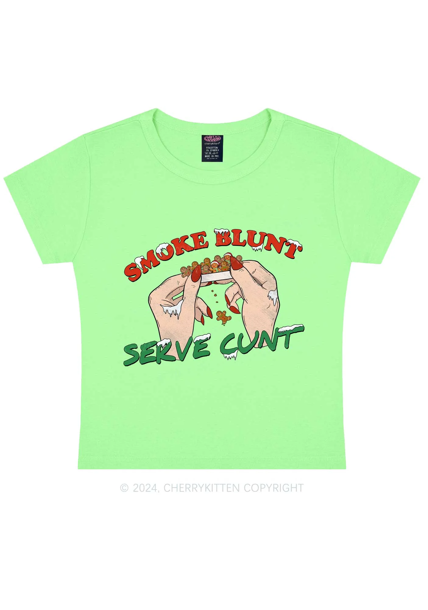Christmas Smoke Blunt Y2K Baby Tee Cherrykitten - Image 12