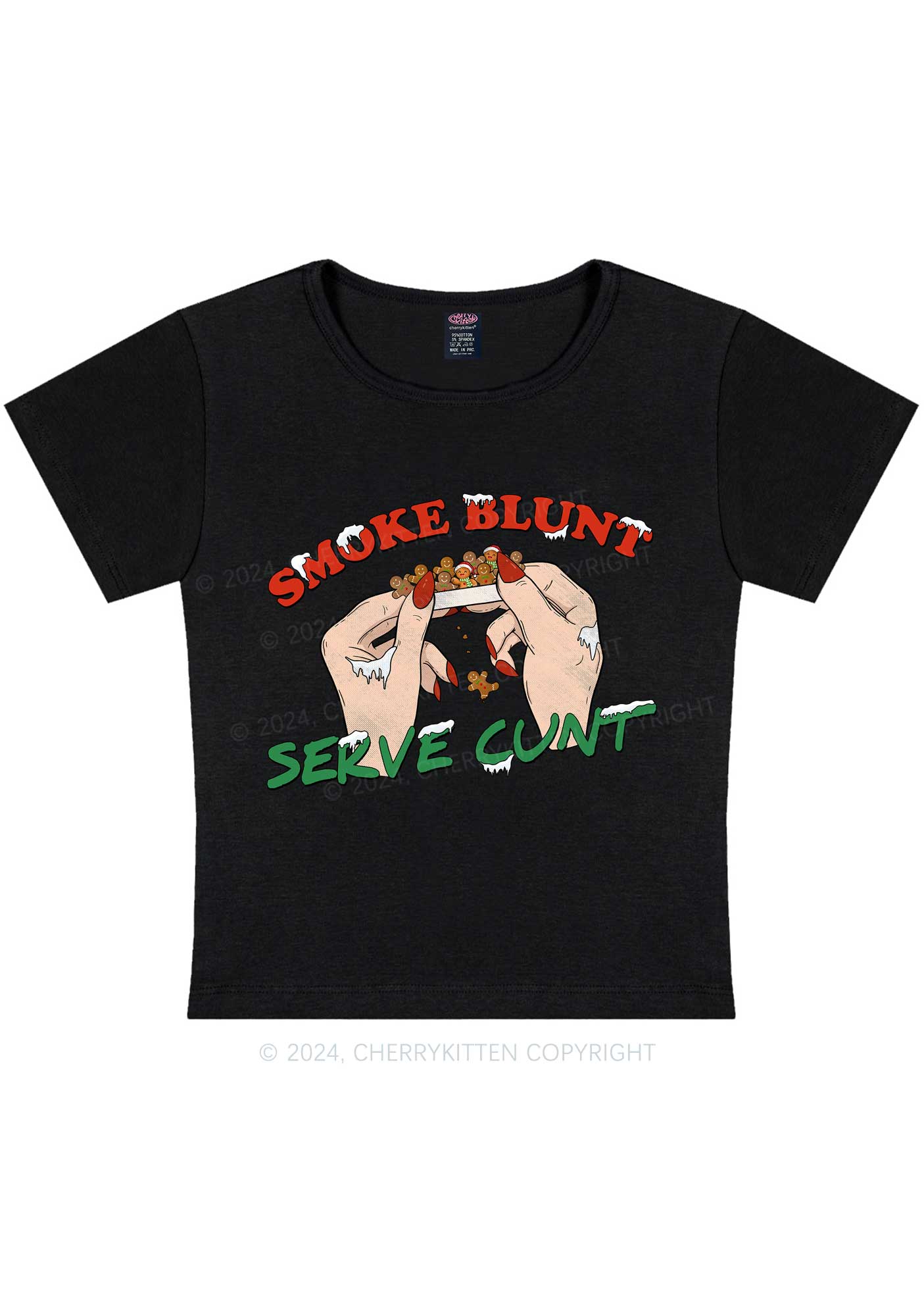 Christmas Smoke Blunt Y2K Baby Tee Cherrykitten - Image 4