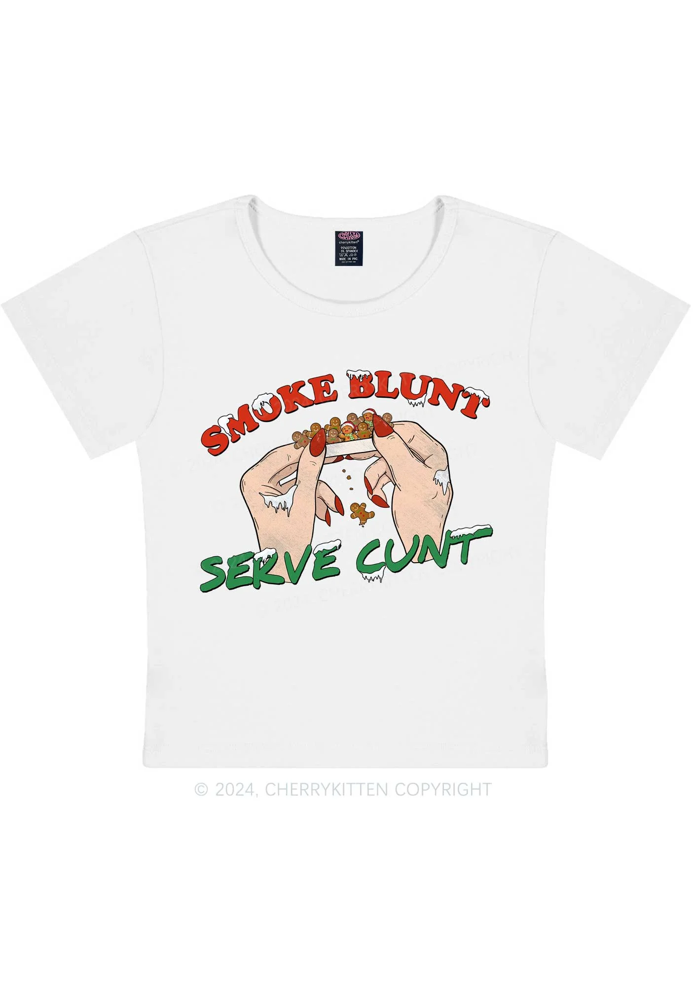 Christmas Smoke Blunt Y2K Baby Tee Cherrykitten - Image 5