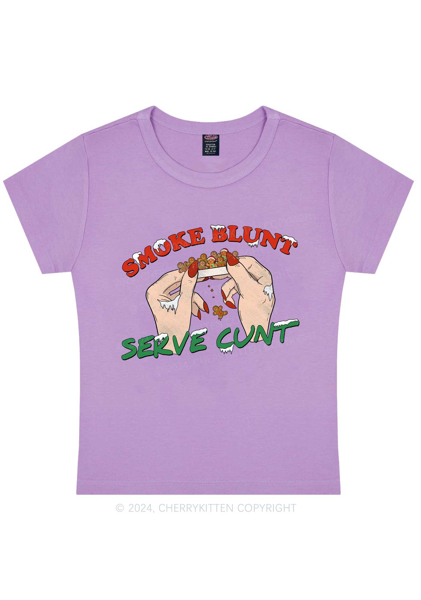 Christmas Smoke Blunt Y2K Baby Tee Cherrykitten - Image 6