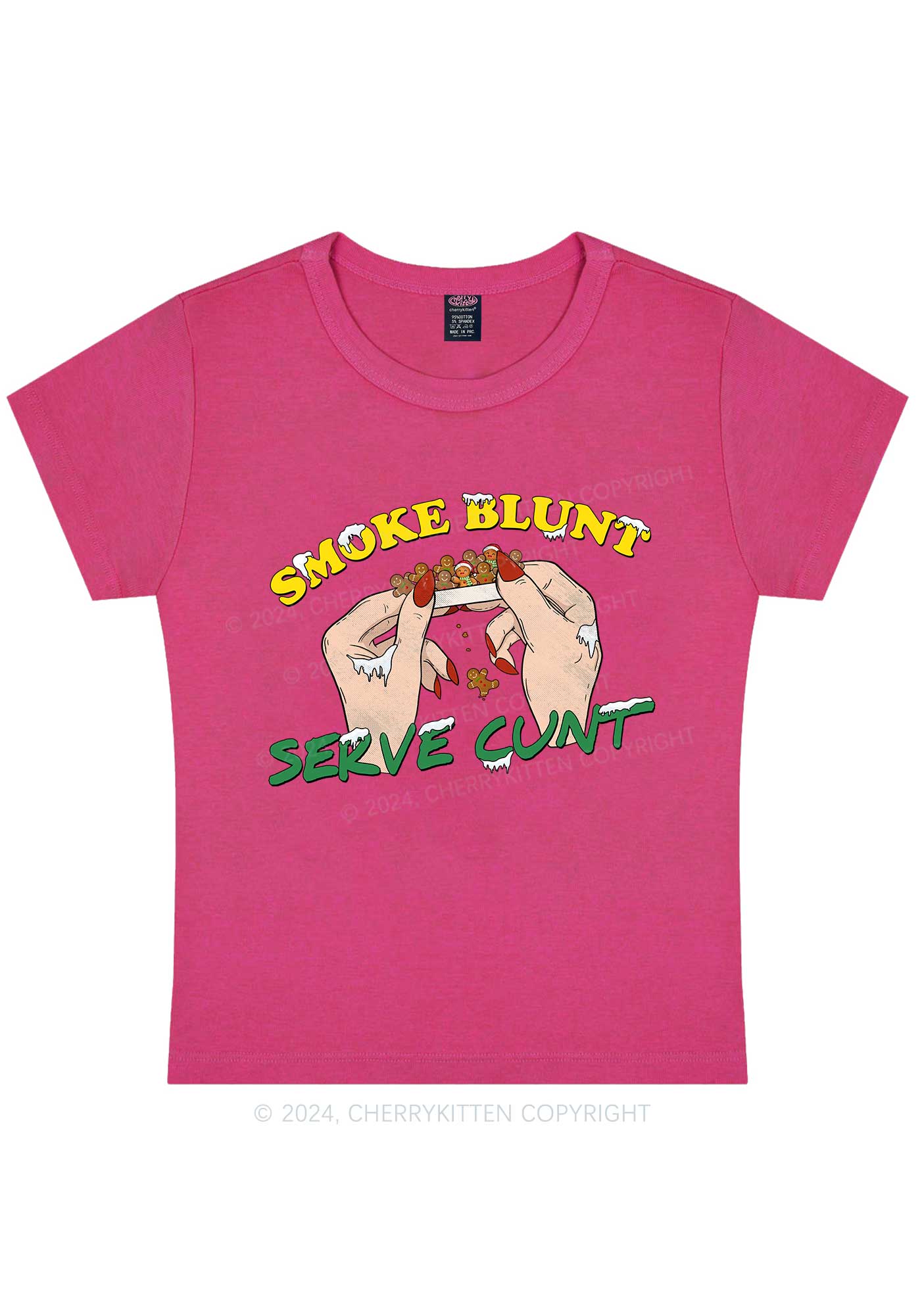 Christmas Smoke Blunt Y2K Baby Tee Cherrykitten - Image 7