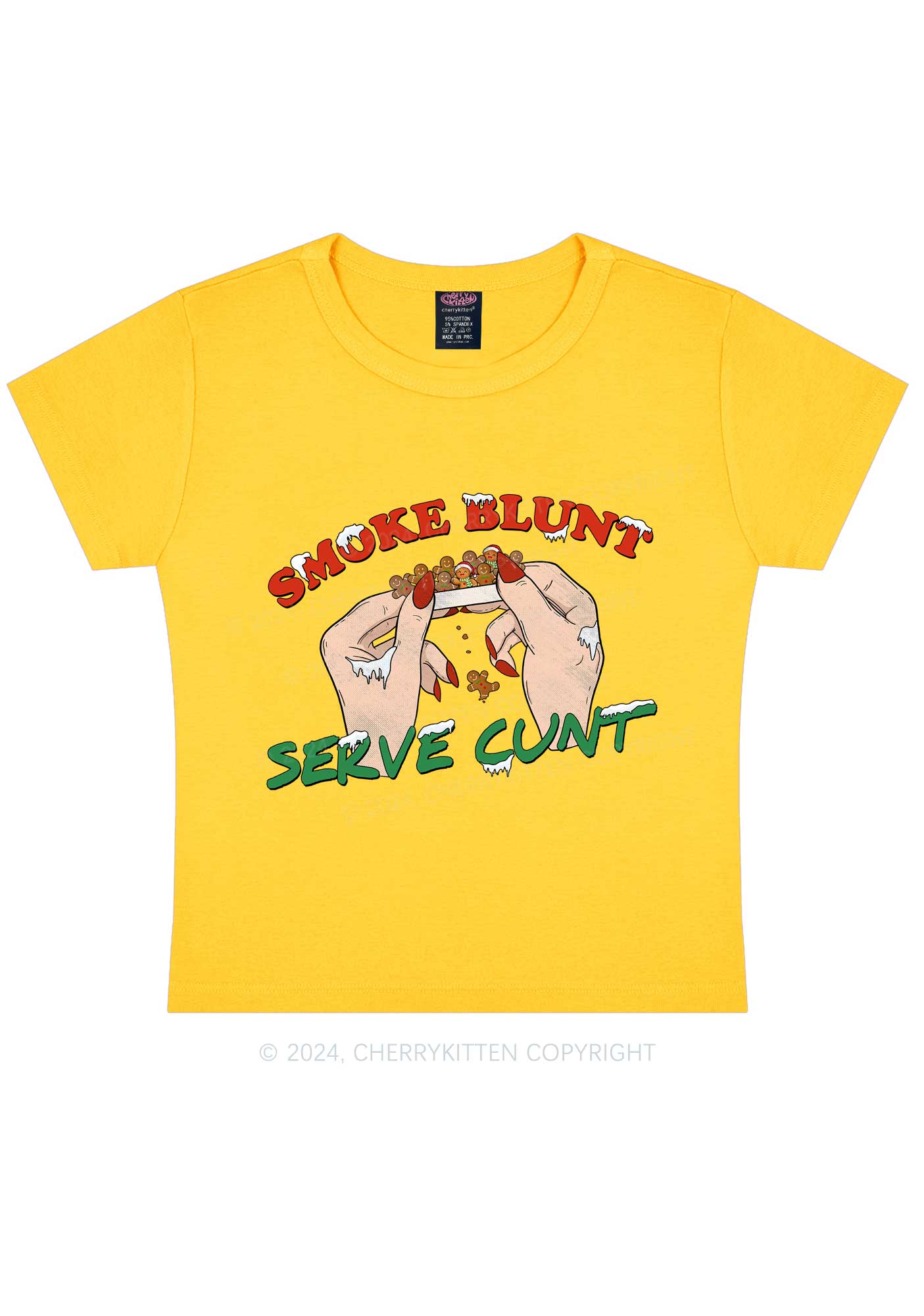 Christmas Smoke Blunt Y2K Baby Tee Cherrykitten - Image 8
