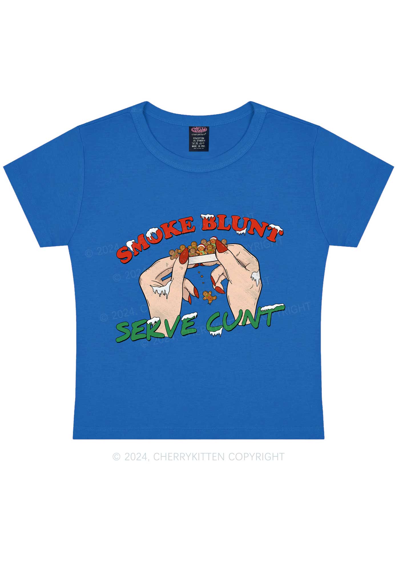 Christmas Smoke Blunt Y2K Baby Tee Cherrykitten - Image 9