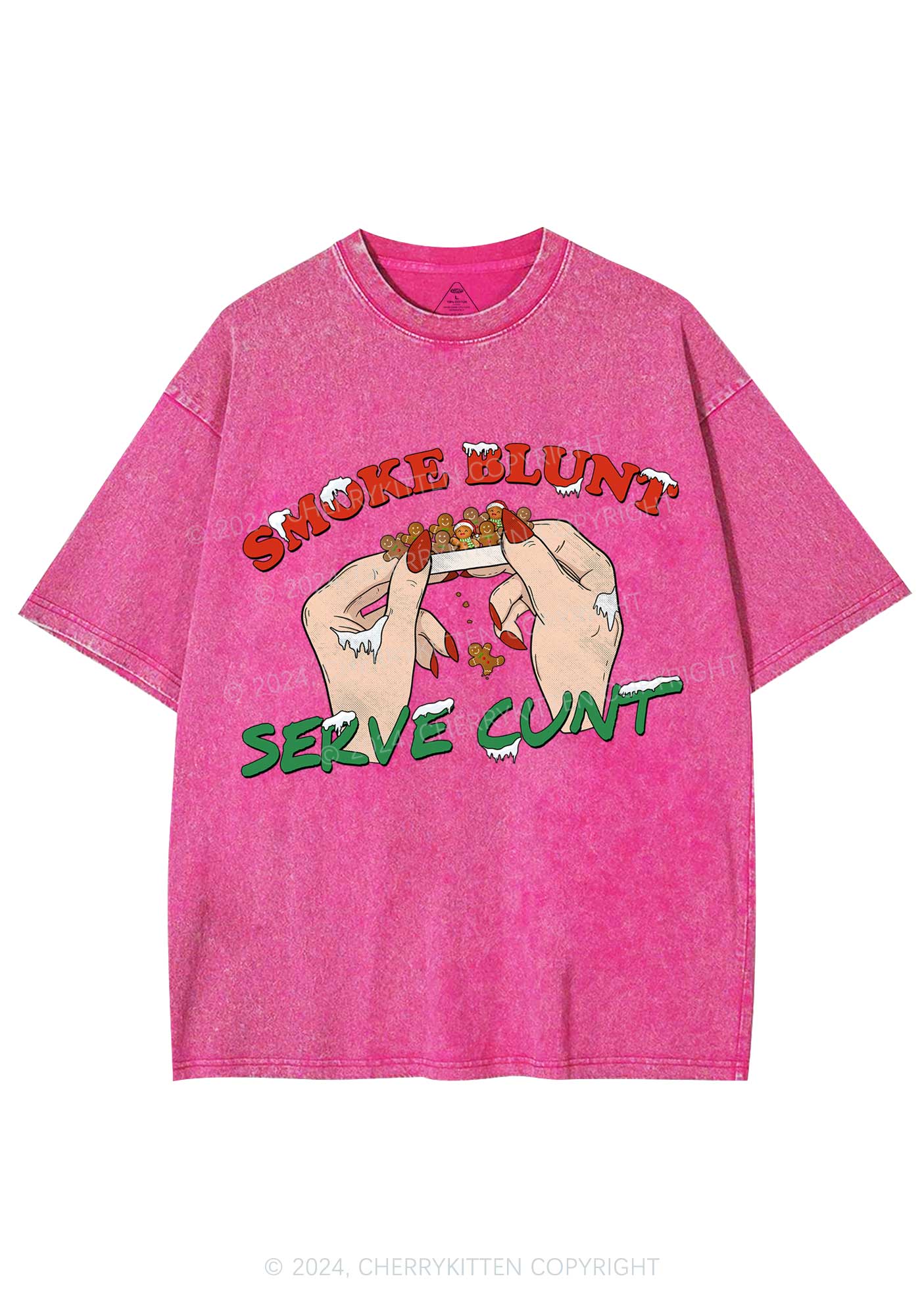 Christmas Smoke Blunt Y2K Washed Tee Cherrykitten - Image 5