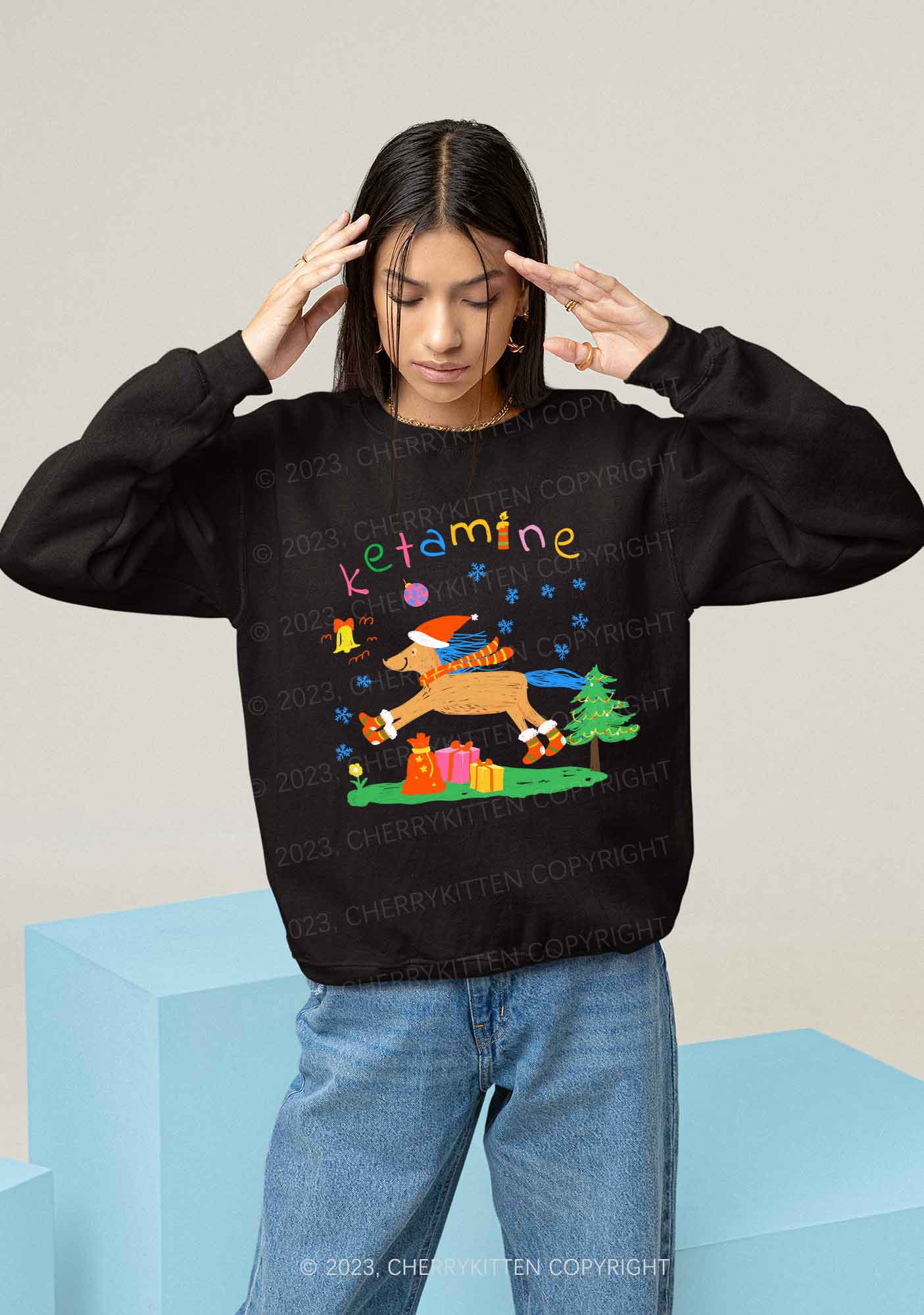 Christmas Snowflake Pony Y2K Sweatshirt Cherrykitten - Image 2
