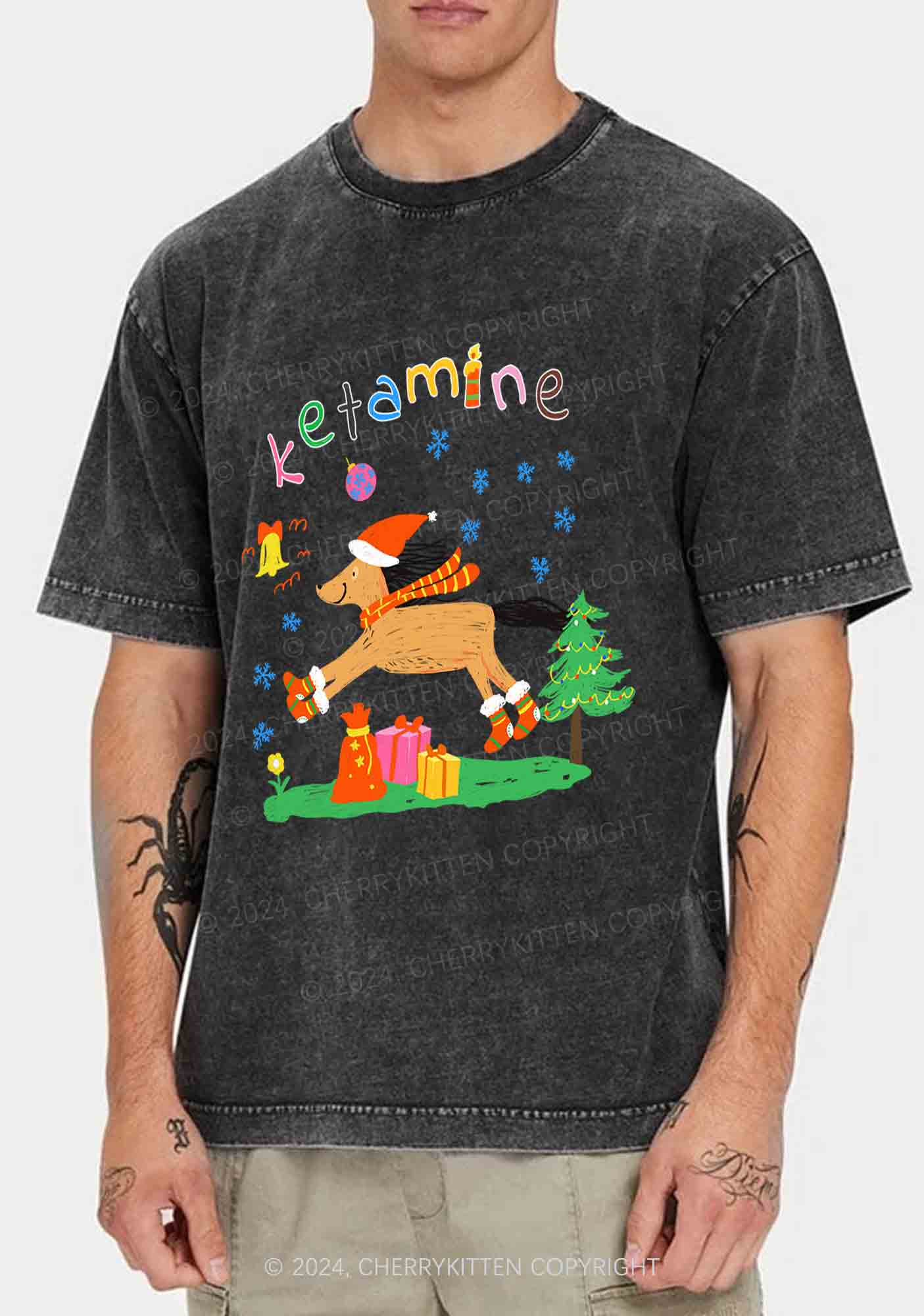 Christmas Snowflake Pony Y2K Washed Tee Cherrykitten - Image 2