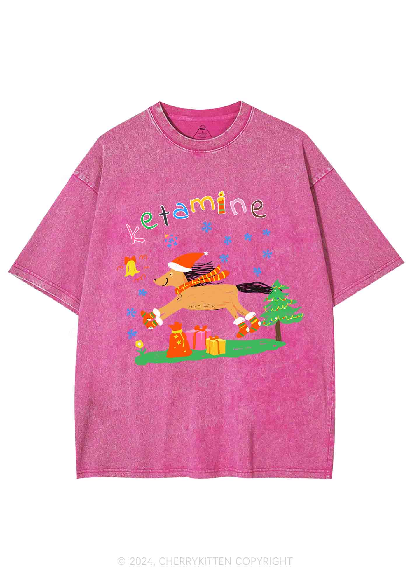 Christmas Snowflake Pony Y2K Washed Tee Cherrykitten - Image 3