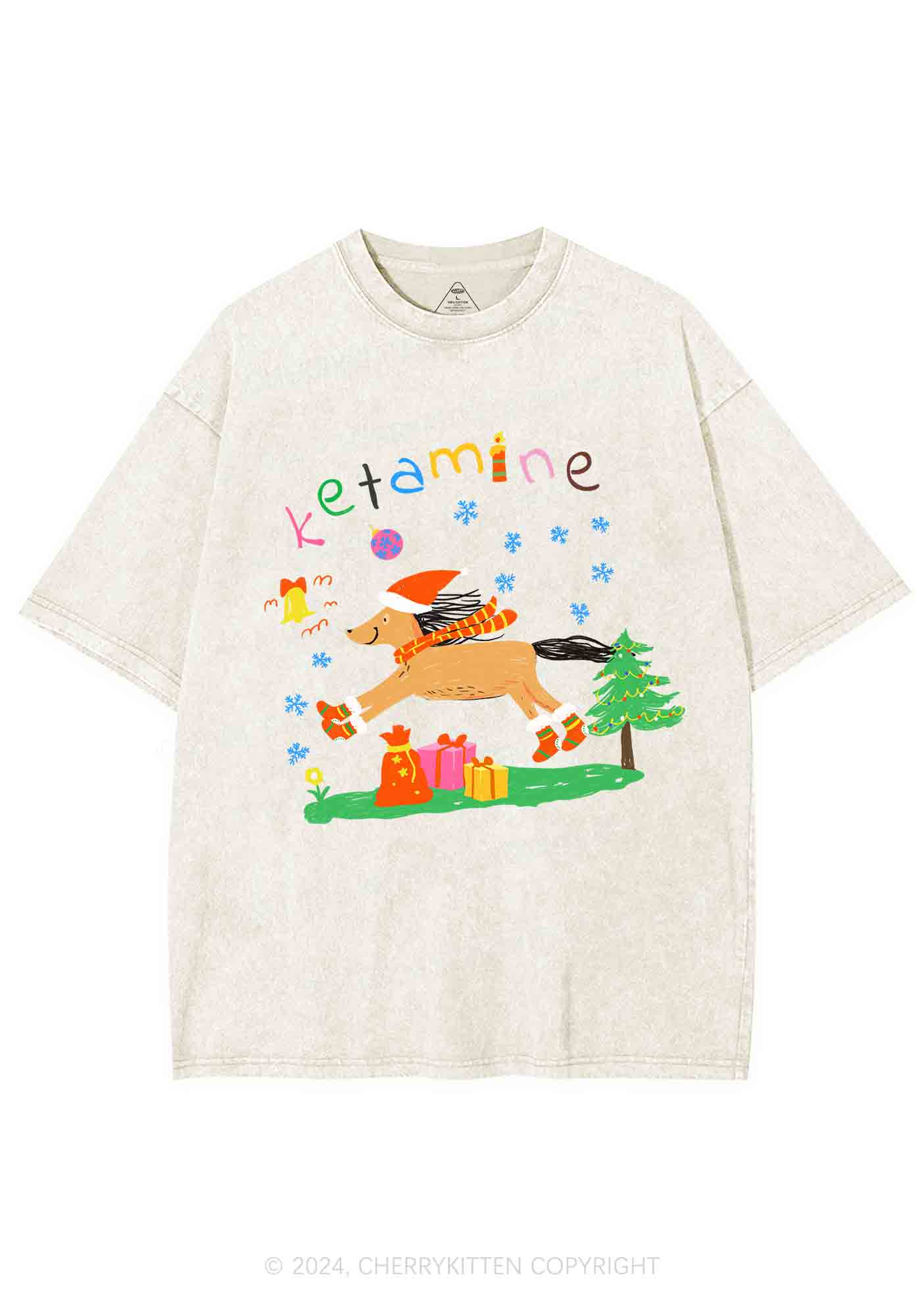 Christmas Snowflake Pony Y2K Washed Tee Cherrykitten - Image 5