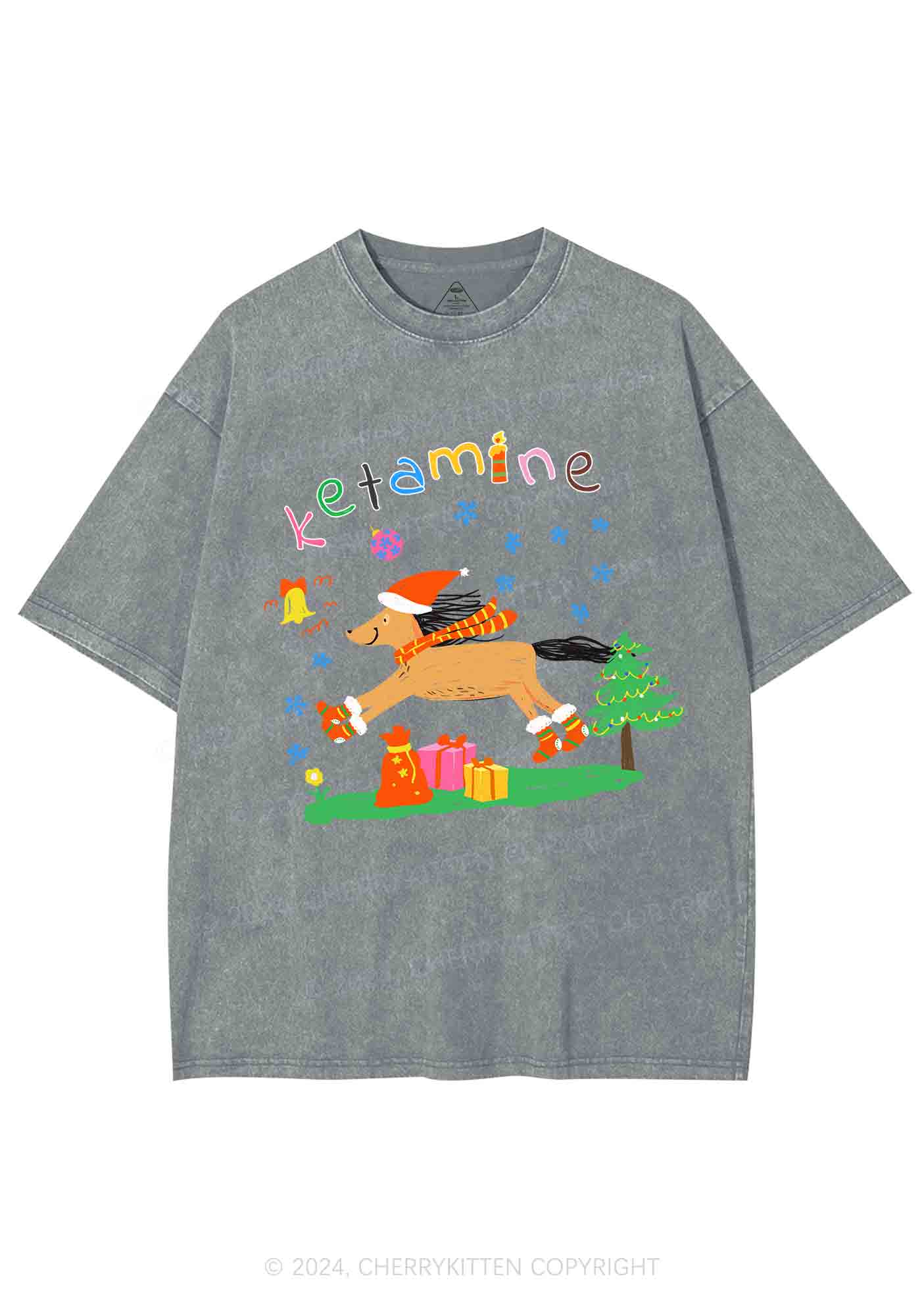 Christmas Snowflake Pony Y2K Washed Tee Cherrykitten - Image 6