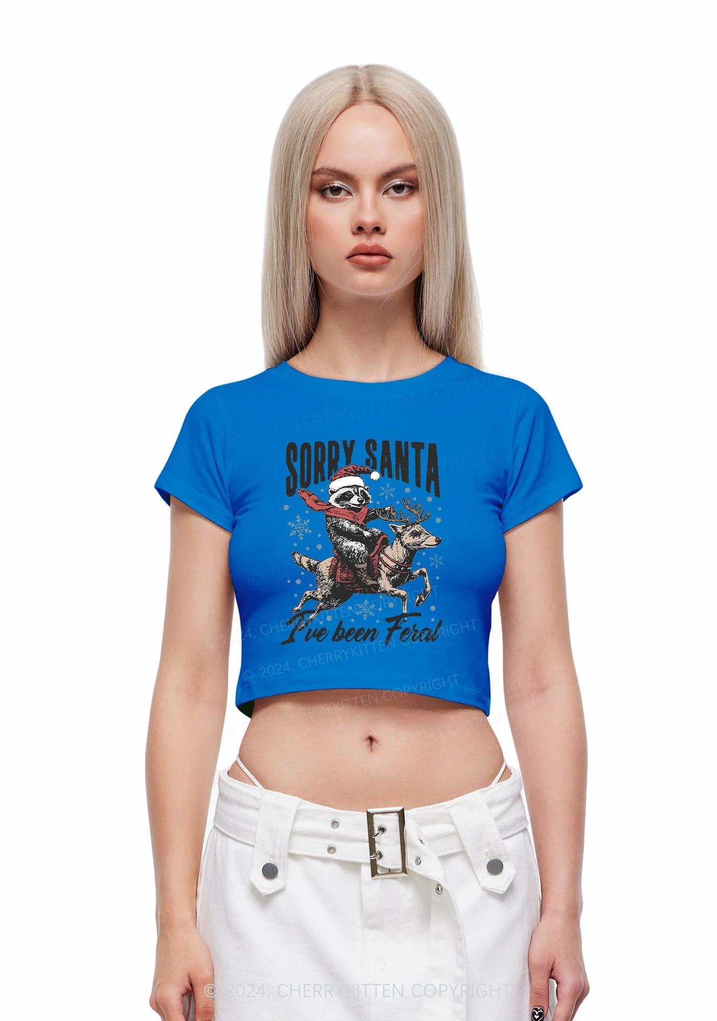 Christmas Sorry Santa Y2K Baby Tee Cherrykitten - Image 2