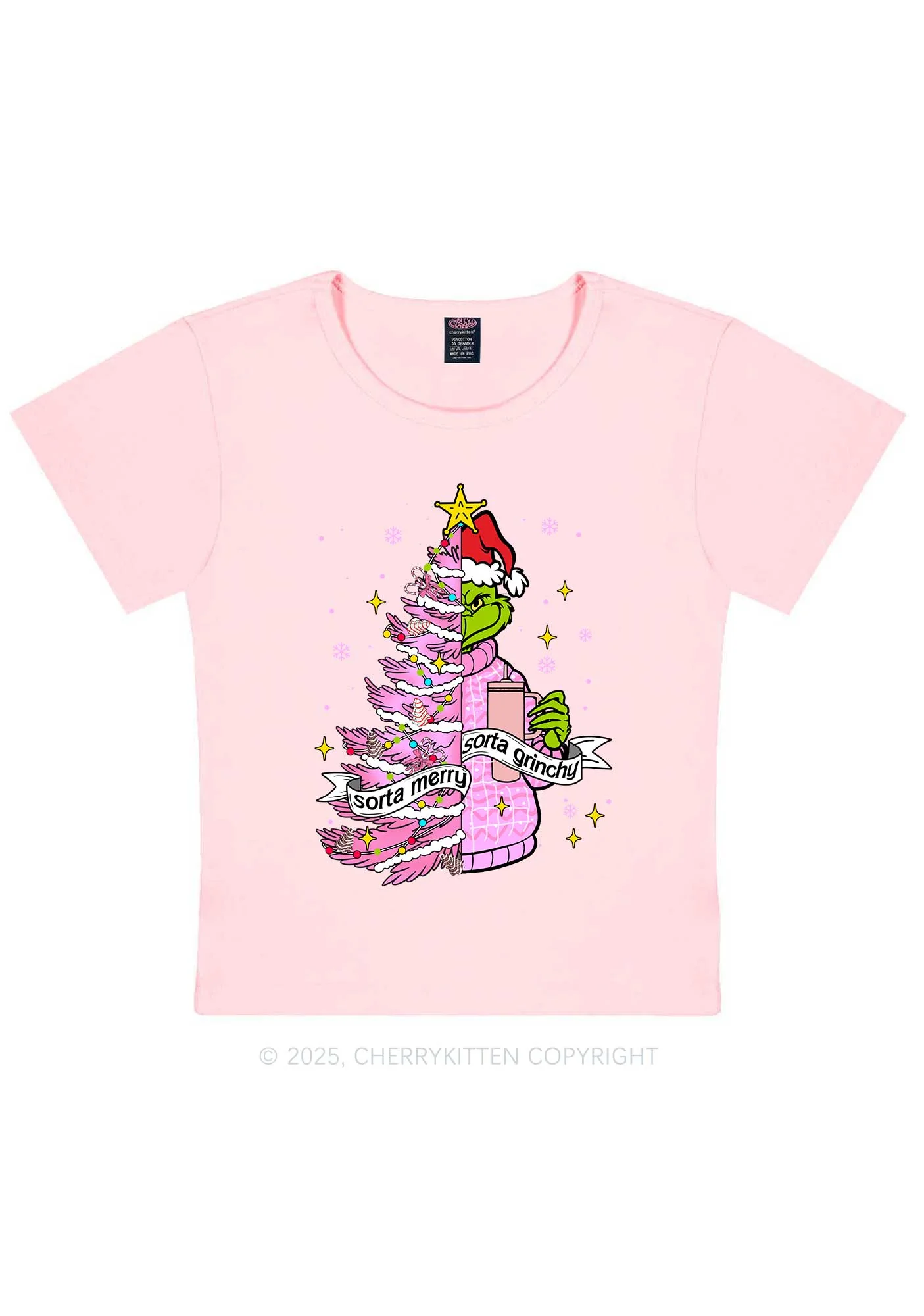 Christmas Sorta Merry Y2K Baby Tee Cherrykitten - Image 10