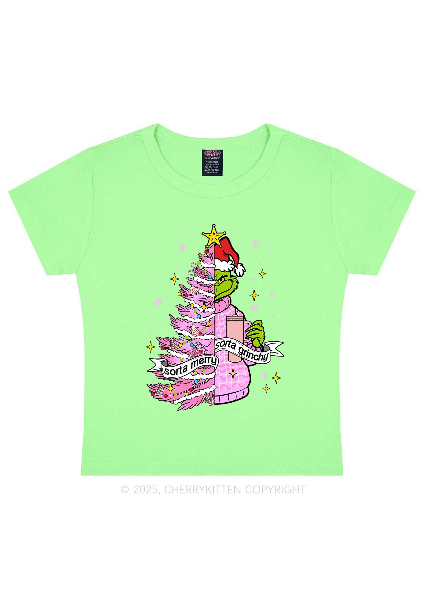 Christmas Sorta Merry Y2K Baby Tee Cherrykitten - Image 11
