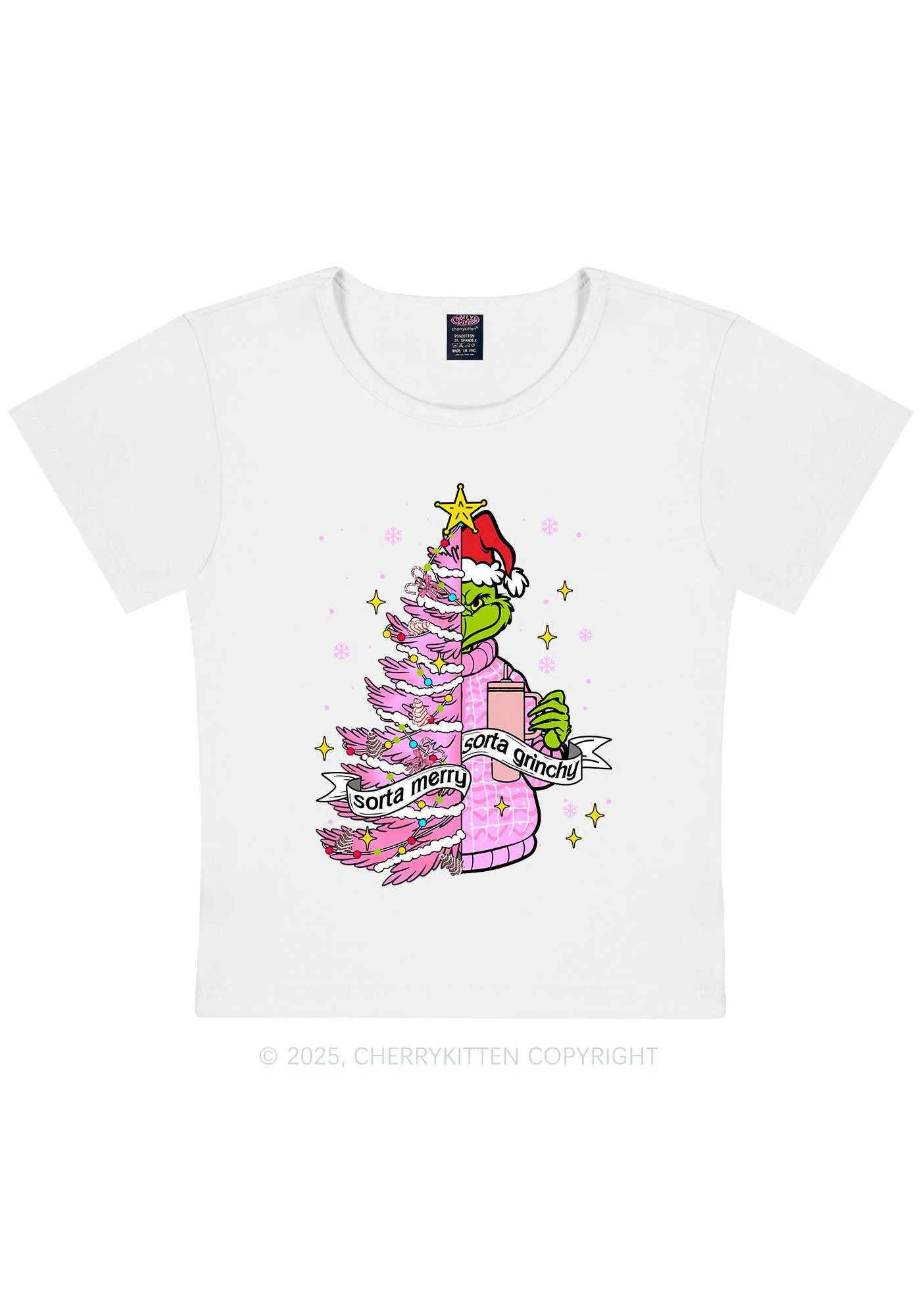 Christmas Sorta Merry Y2K Baby Tee Cherrykitten - Image 3