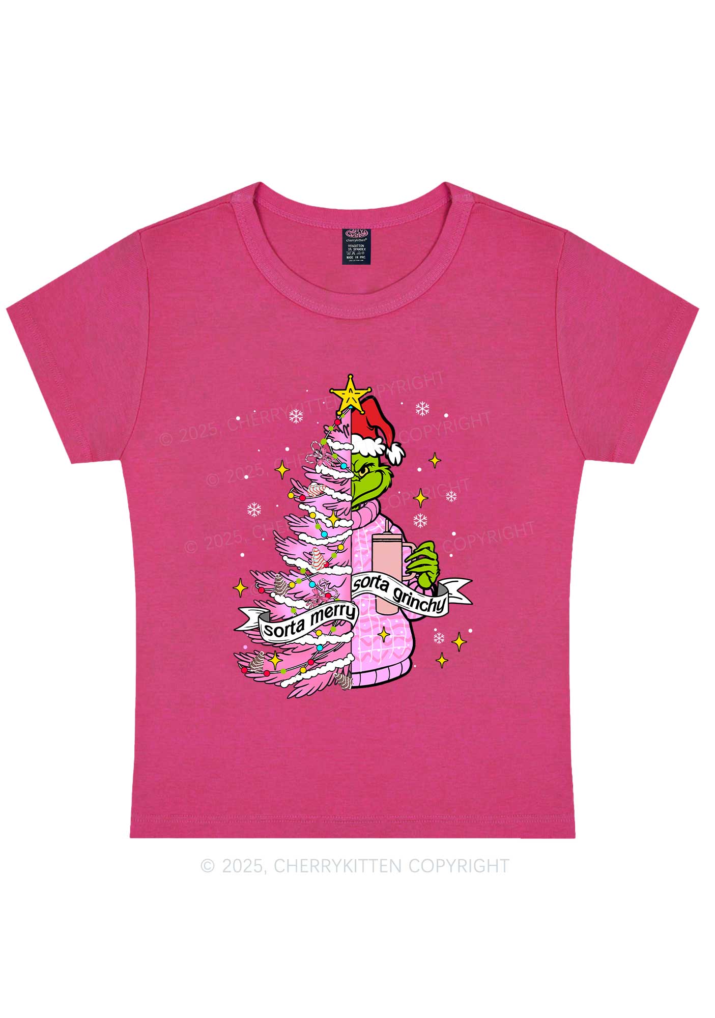 Christmas Sorta Merry Y2K Baby Tee Cherrykitten - Image 4