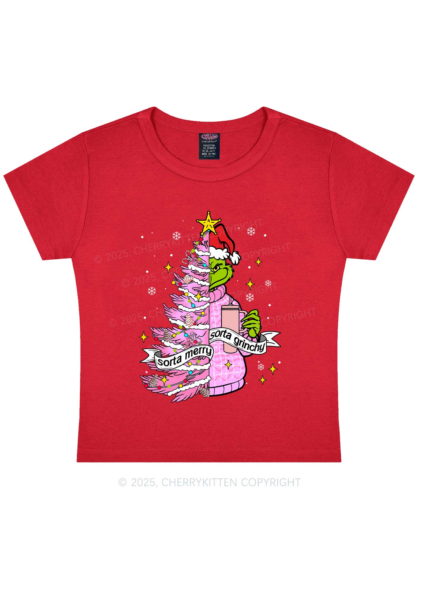 Christmas Sorta Merry Y2K Baby Tee Cherrykitten - Image 6