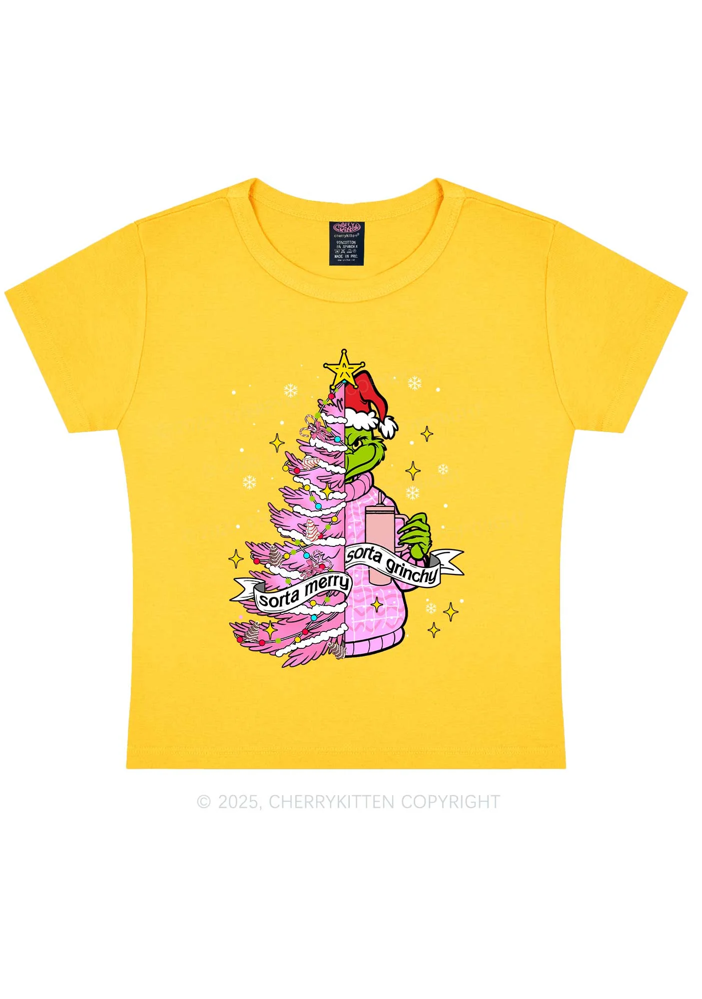 Christmas Sorta Merry Y2K Baby Tee Cherrykitten - Image 8