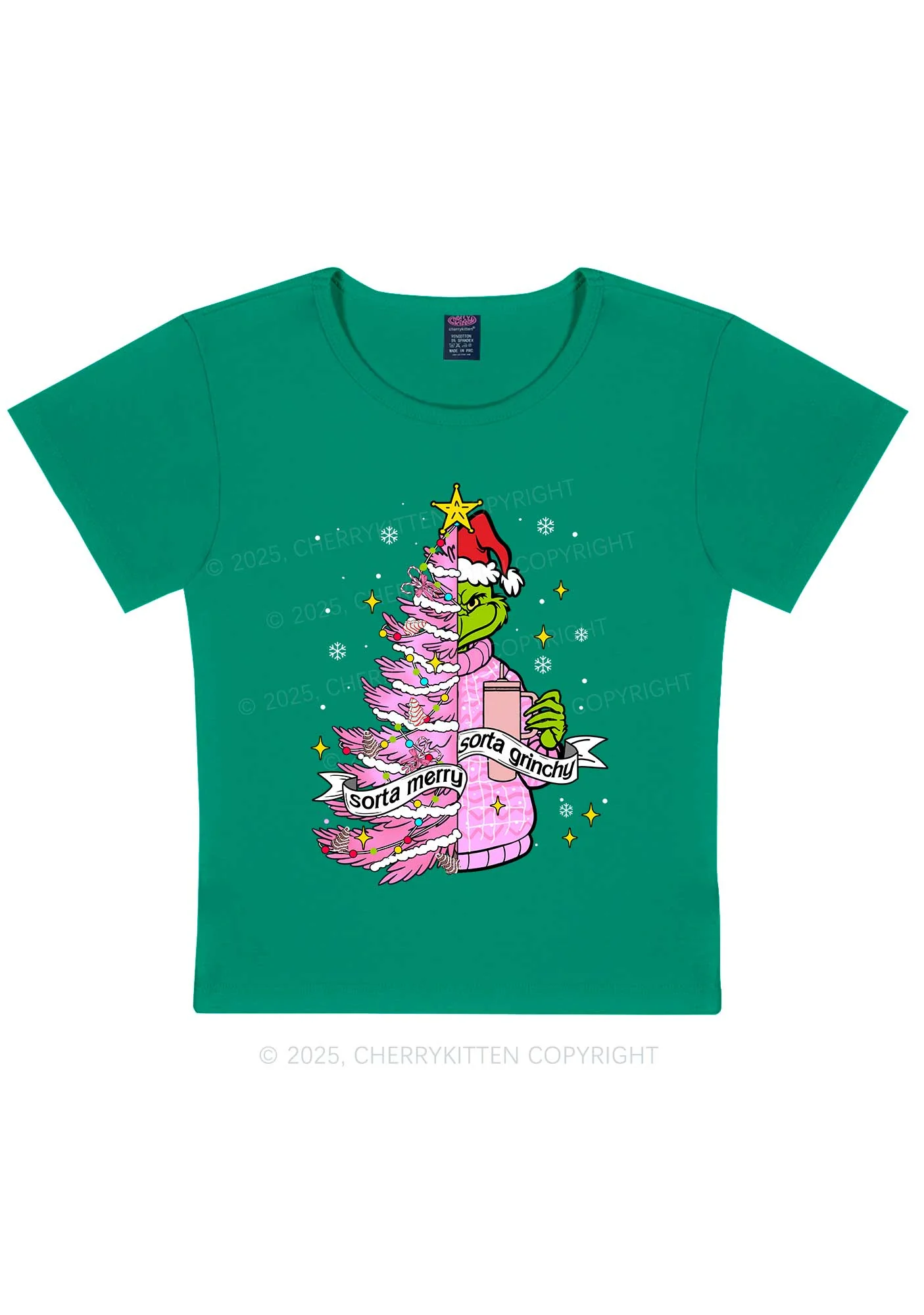 Christmas Sorta Merry Y2K Baby Tee Cherrykitten - Image 9