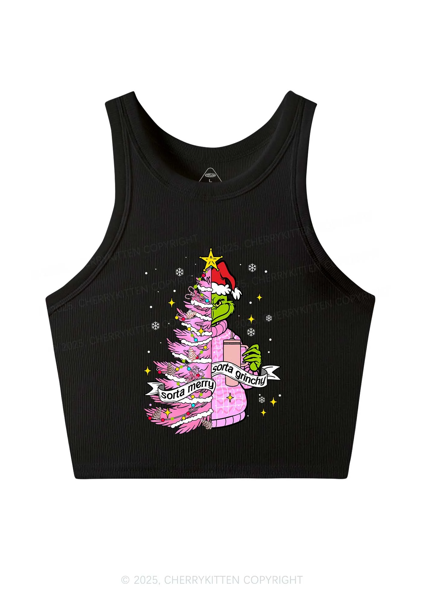 Christmas Sorta Merry Y2K Crop Tank Top Cherrykitten - Image 3