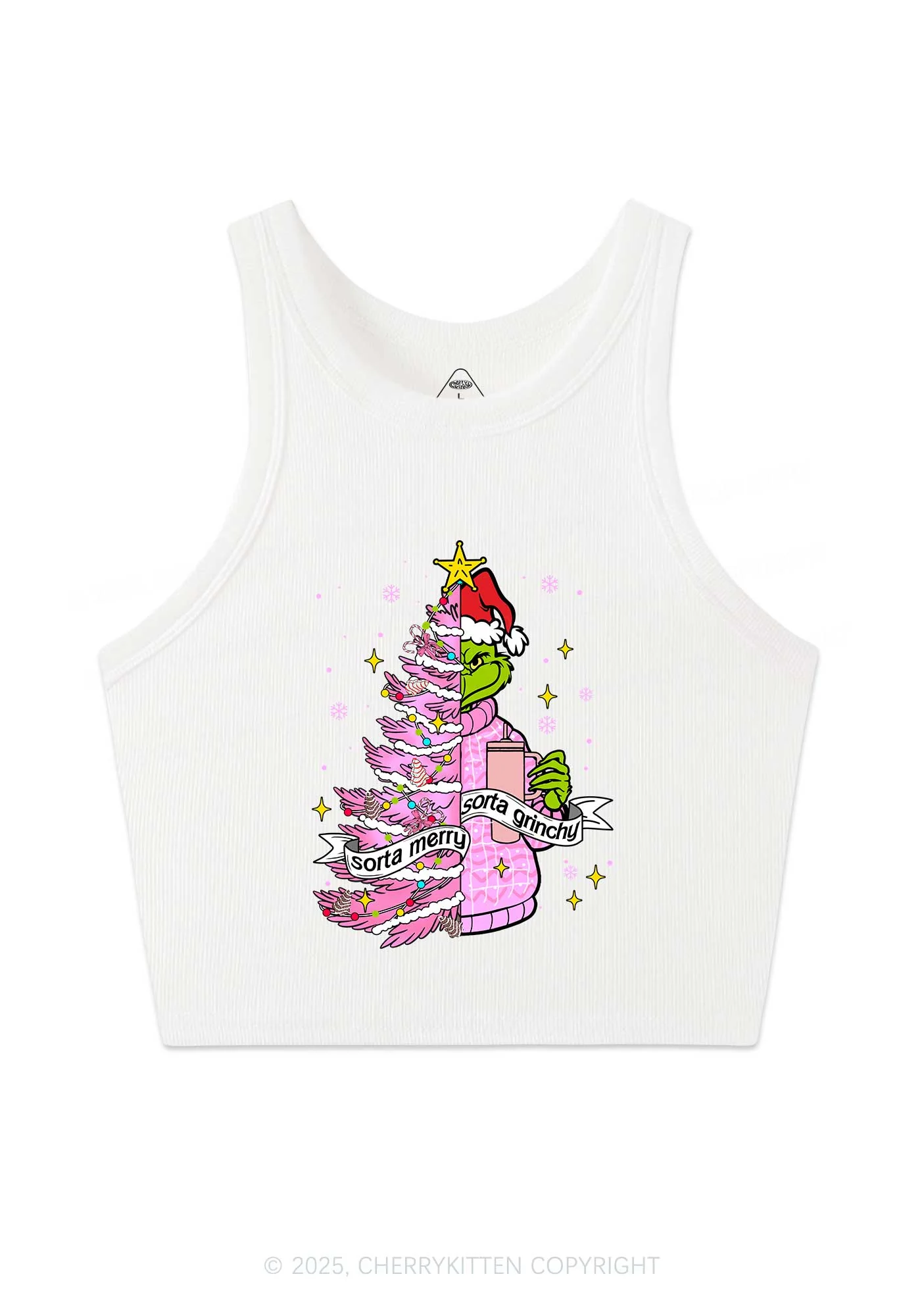Christmas Sorta Merry Y2K Crop Tank Top Cherrykitten - Image 4
