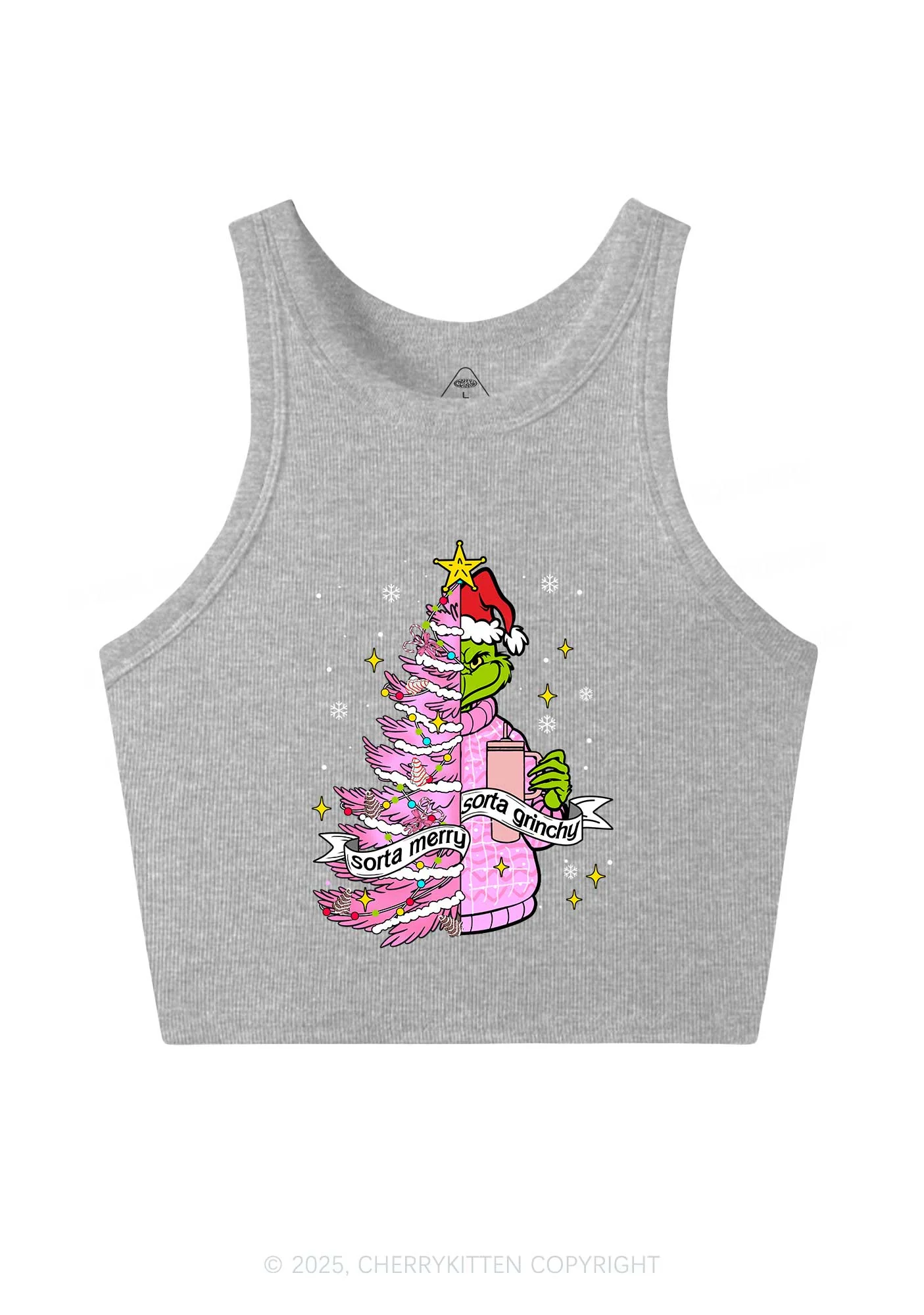 Christmas Sorta Merry Y2K Crop Tank Top Cherrykitten - Image 5