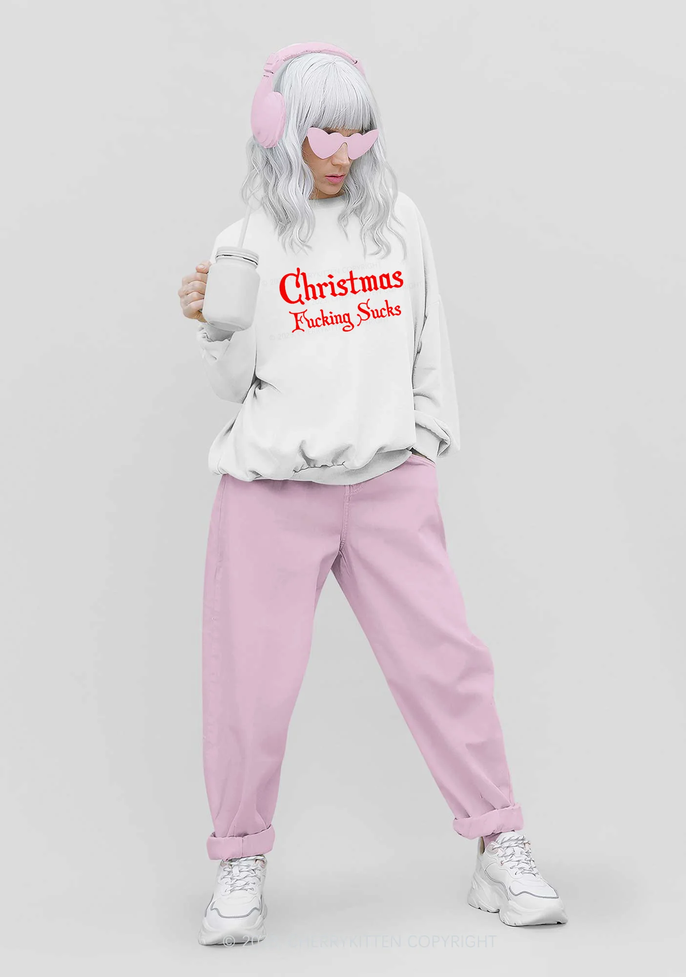 Christmas Sucks Y2K Sweatshirt Cherrykitten - Image 2