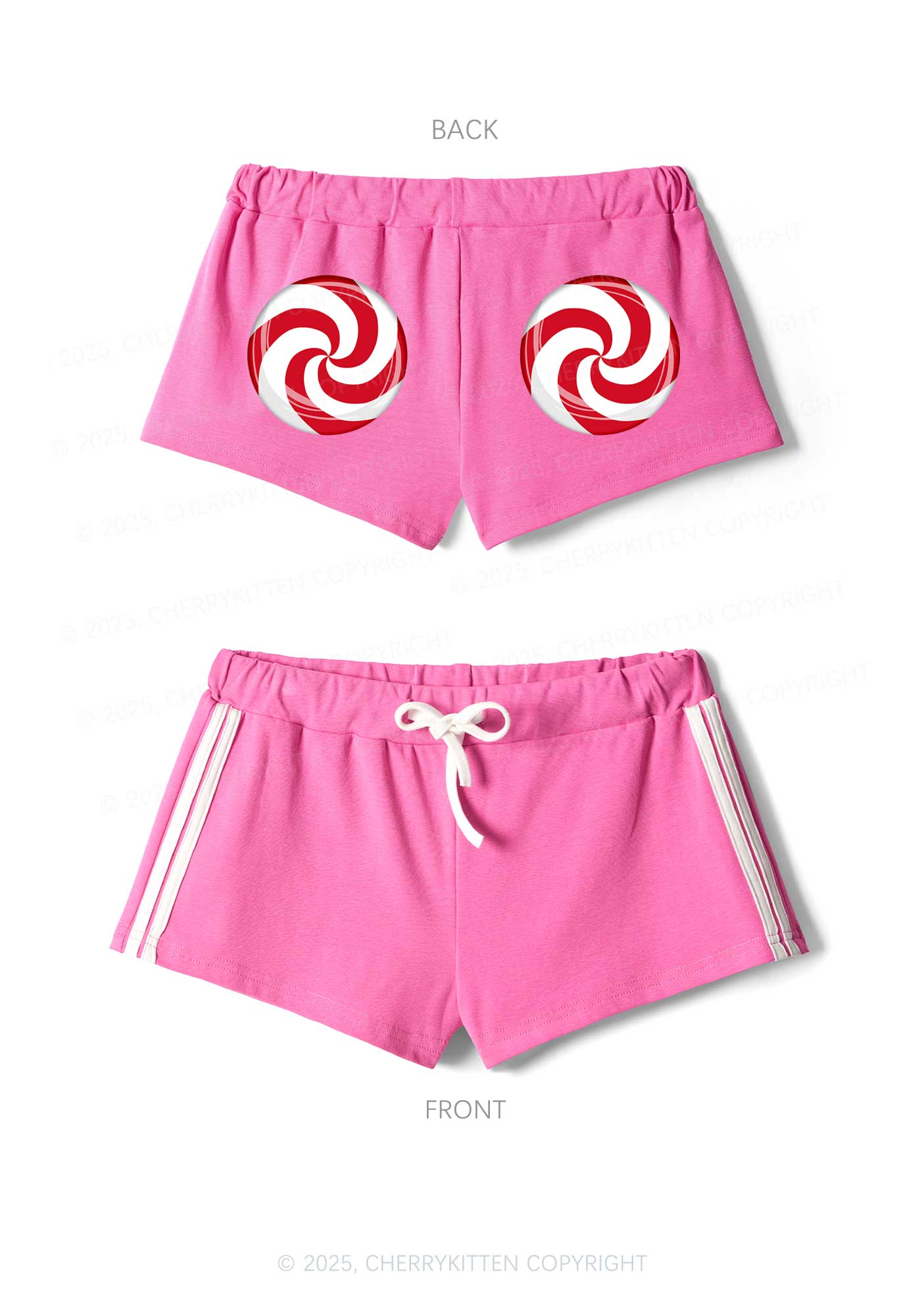 Christmas Sugar Swirl Y2K Drawstring Mini Shorts Cherrykitten - Image 5