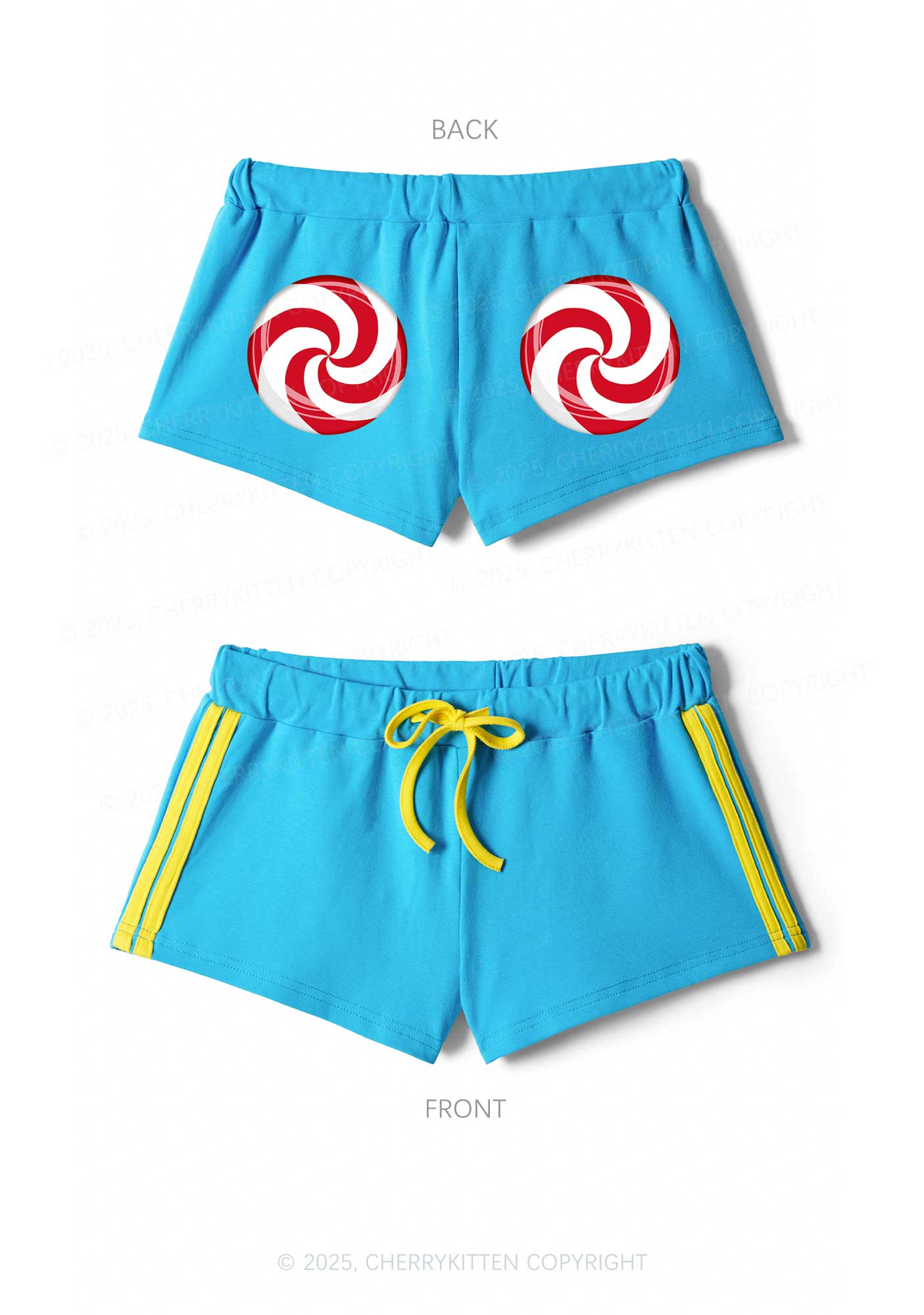 Christmas Sugar Swirl Y2K Drawstring Mini Shorts Cherrykitten - Image 6