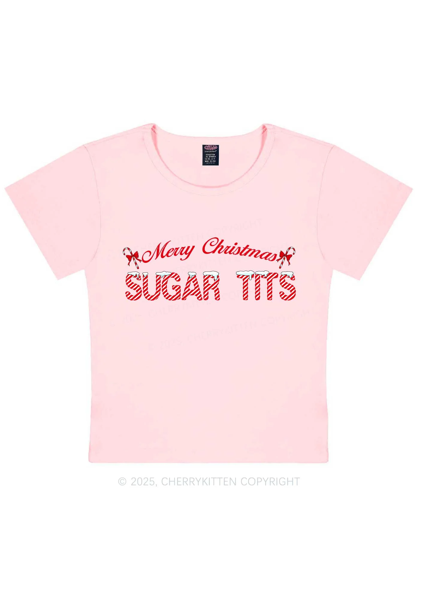 Christmas Sugar Txts Y2K Baby Tee Cherrykitten - Image 12