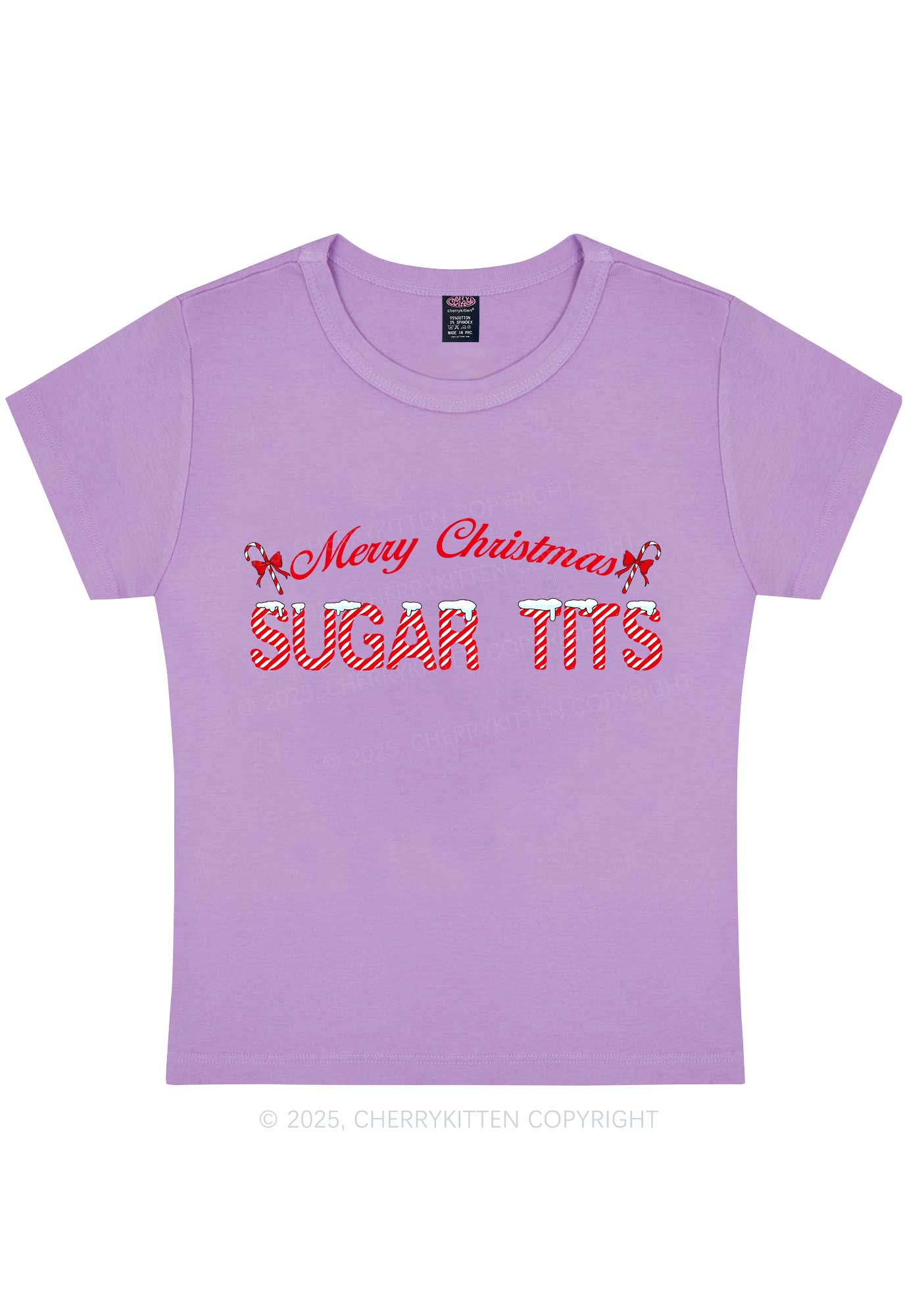 Christmas Sugar Txts Y2K Baby Tee Cherrykitten - Image 5