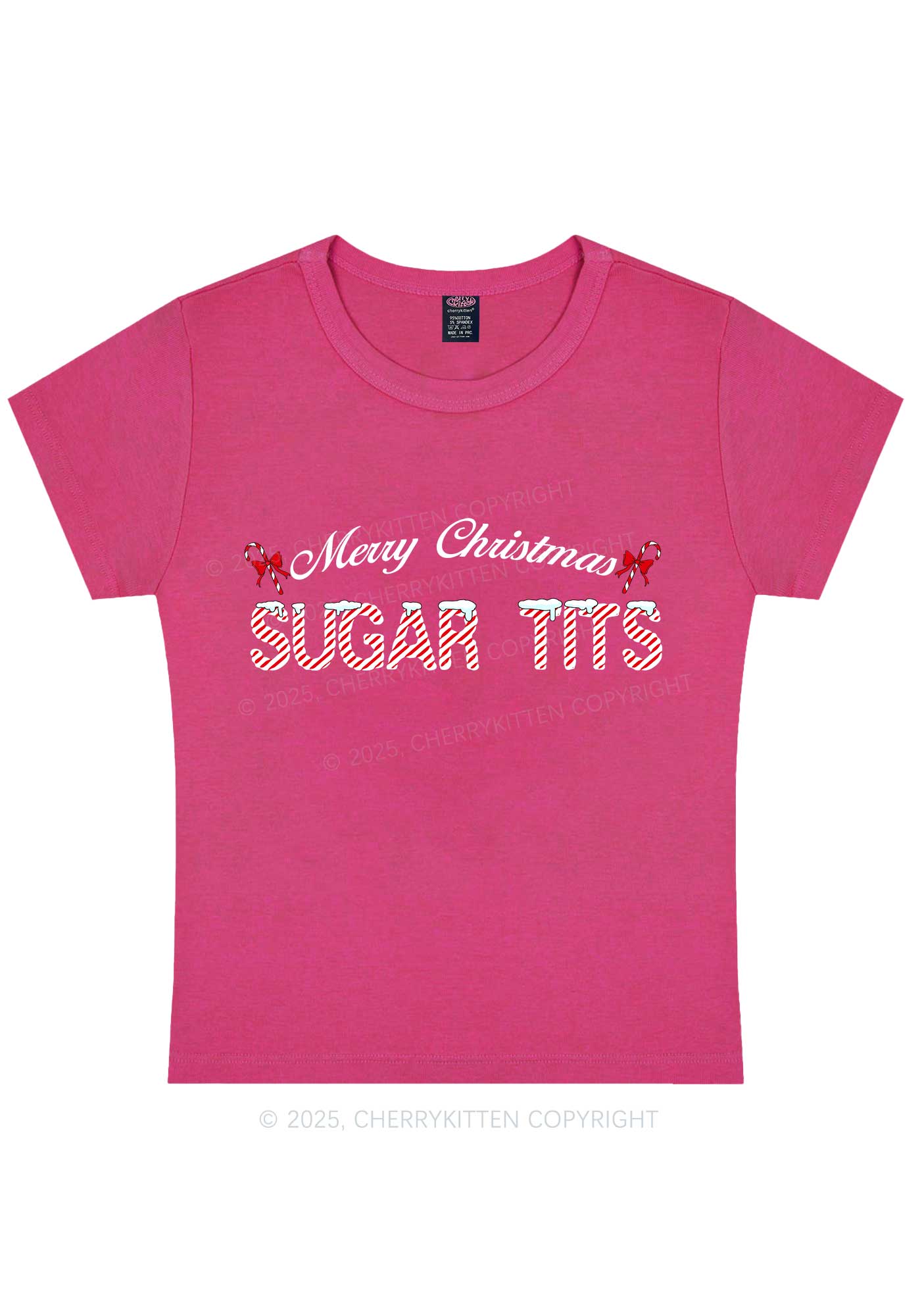 Christmas Sugar Txts Y2K Baby Tee Cherrykitten - Image 6