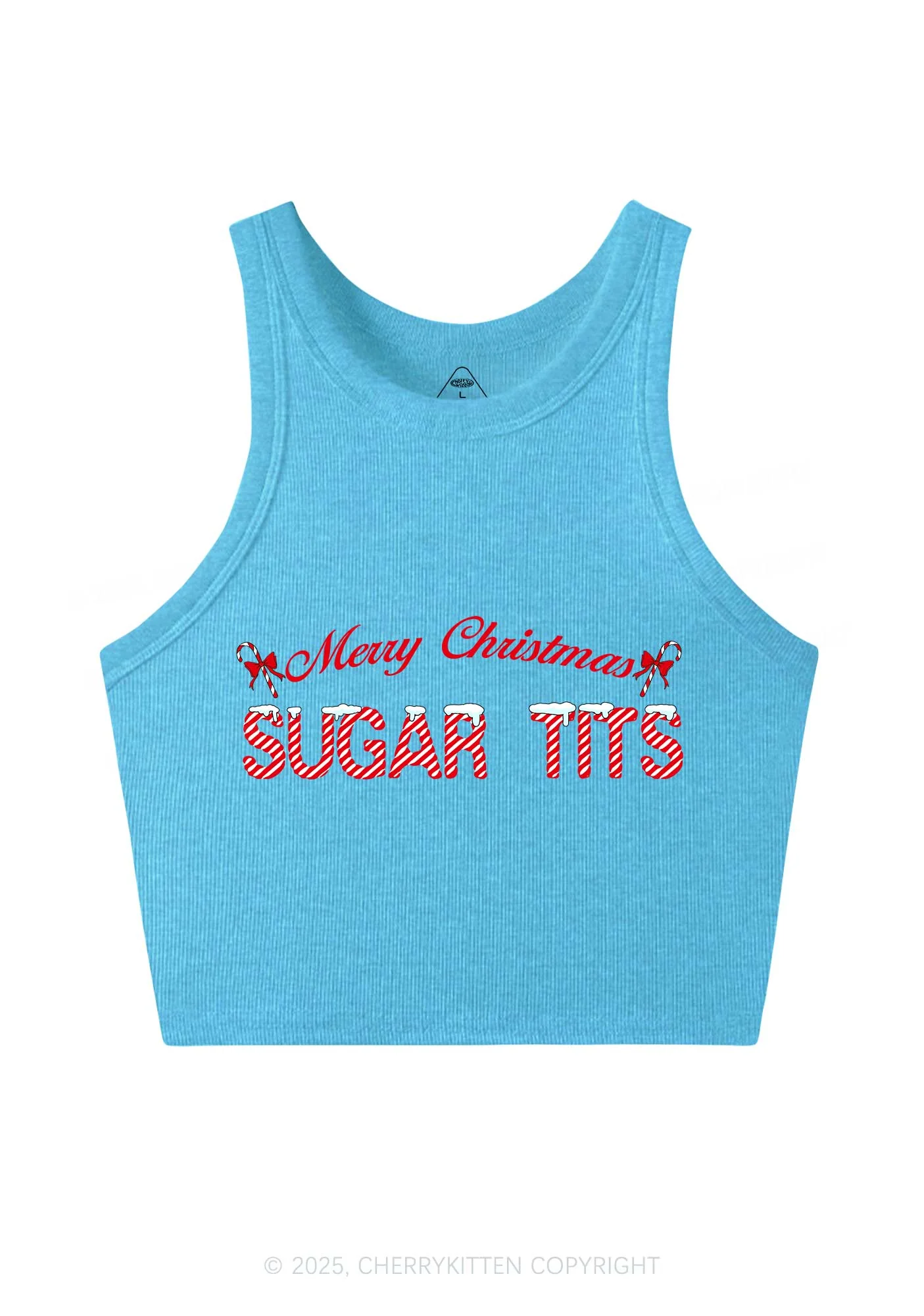Christmas Sugar Txts Y2K Crop Tank Top Cherrykitten - Image 3