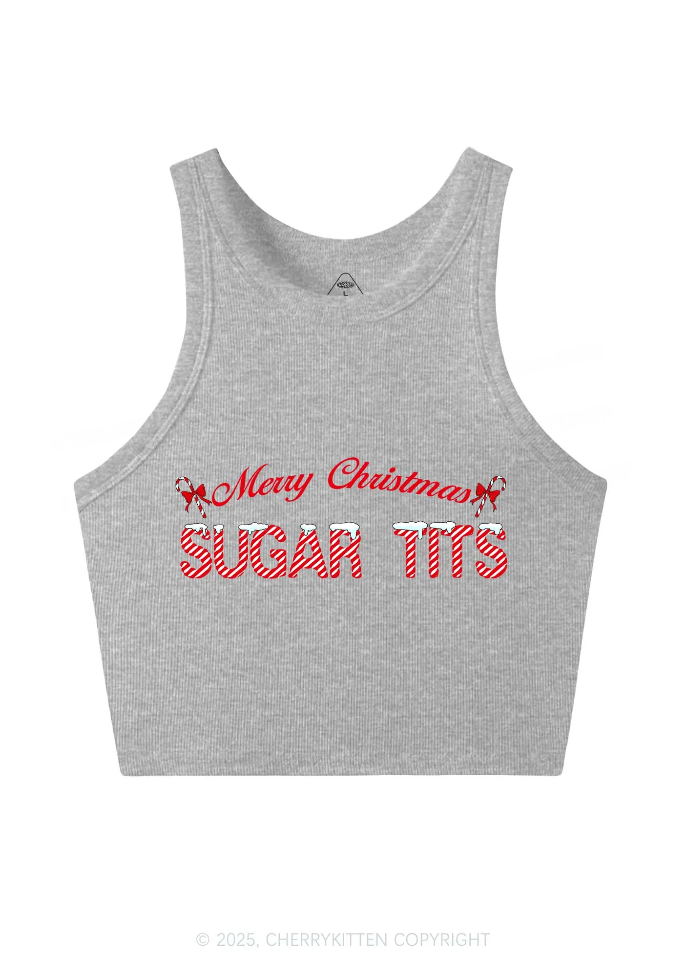 Christmas Sugar Txts Y2K Crop Tank Top Cherrykitten - Image 5